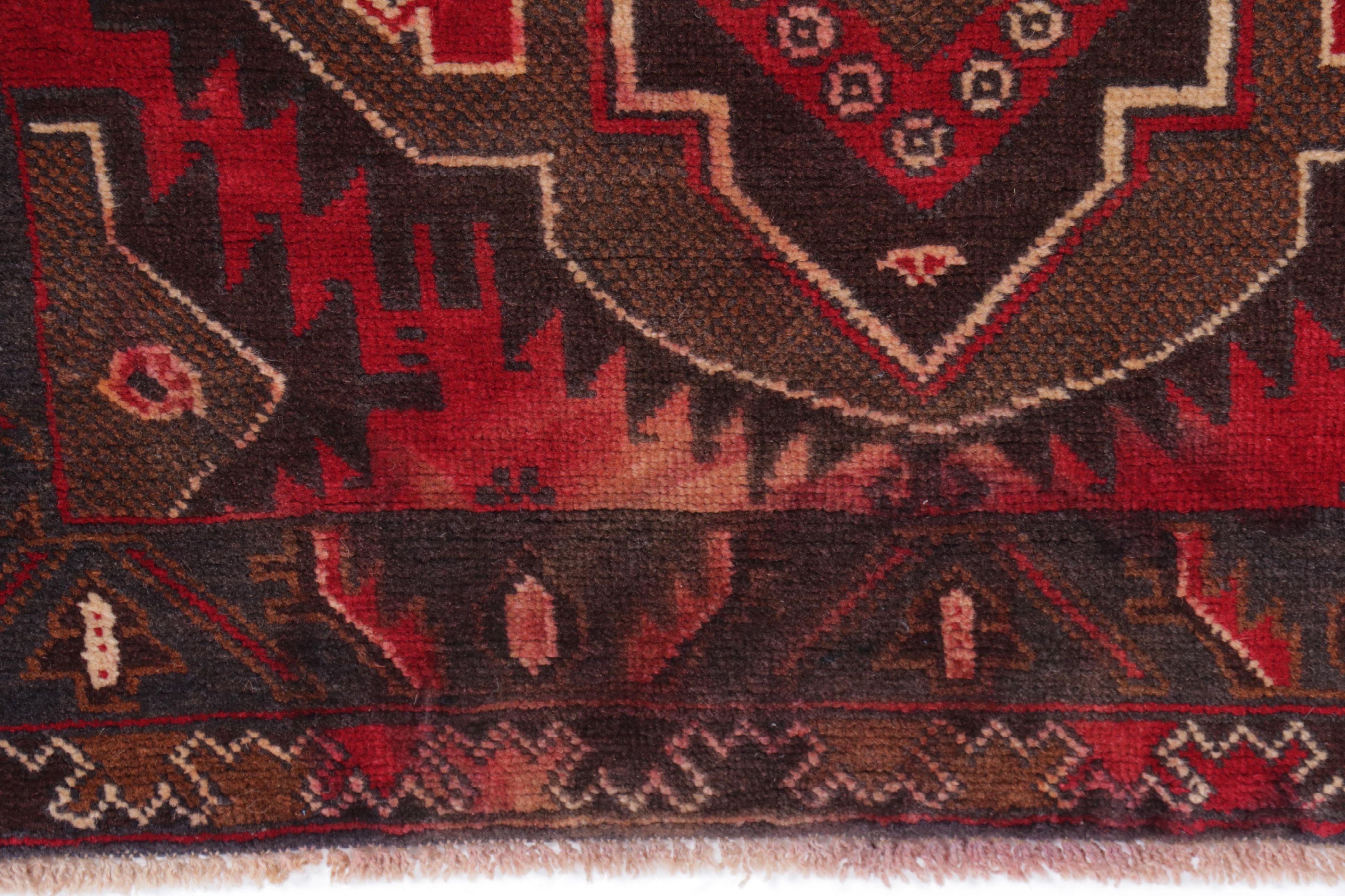 2'11 x 4'8 Hand-Knotted Afghan Baluch Accent Rug