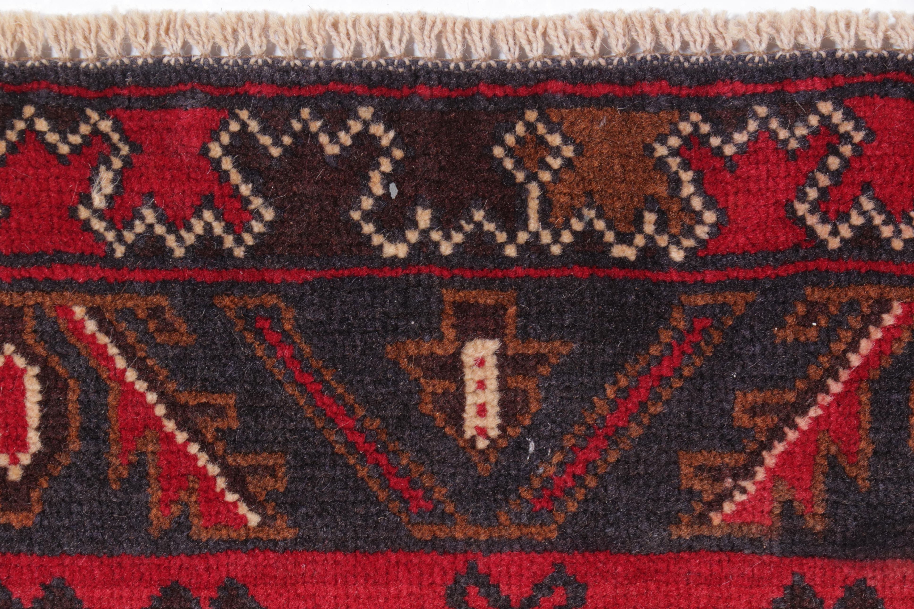 2'11 x 4'8 Hand-Knotted Afghan Baluch Accent Rug