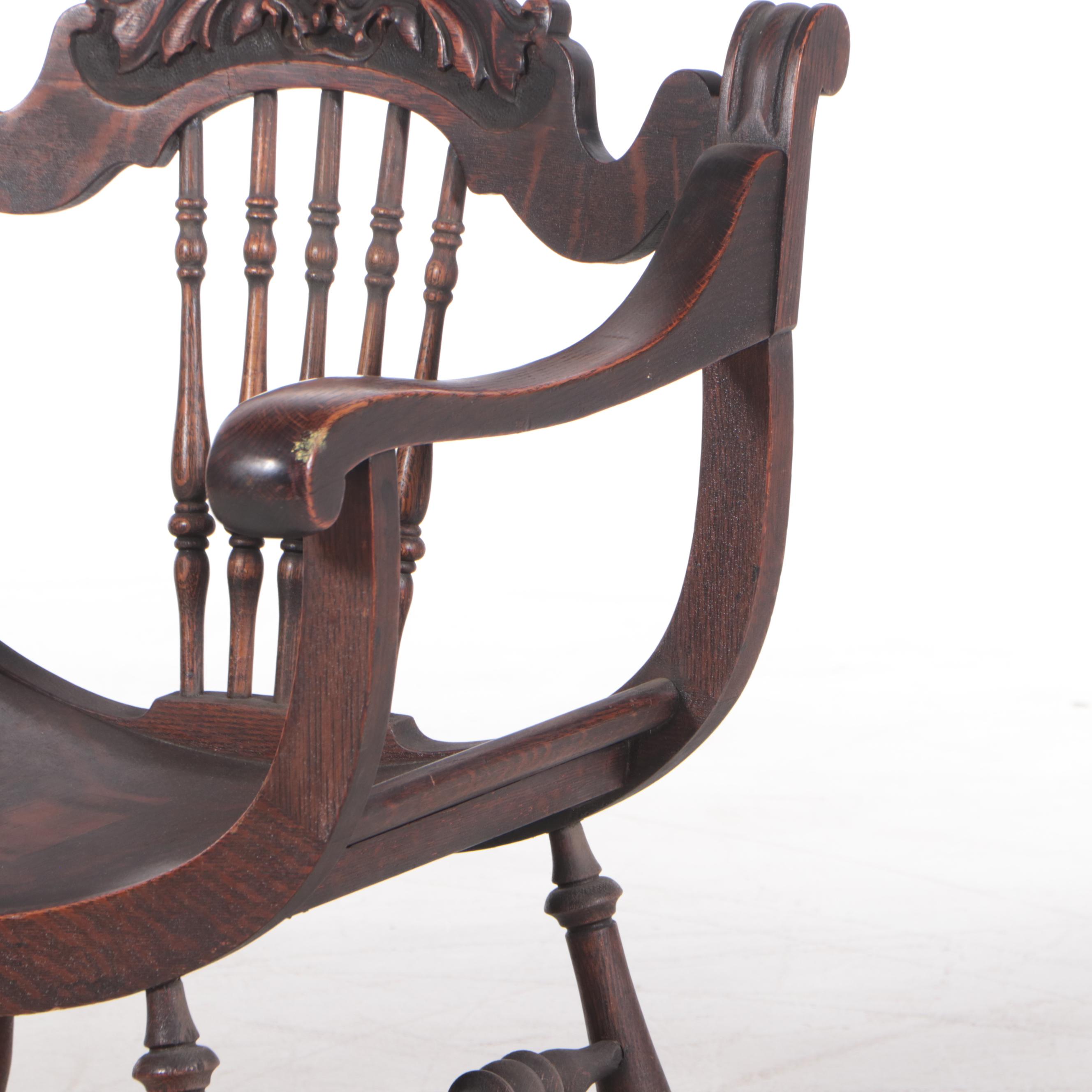 Stomps-Burkhardt Co. Renaissance Revival Oak "Green Man" Armchair, circa 1900