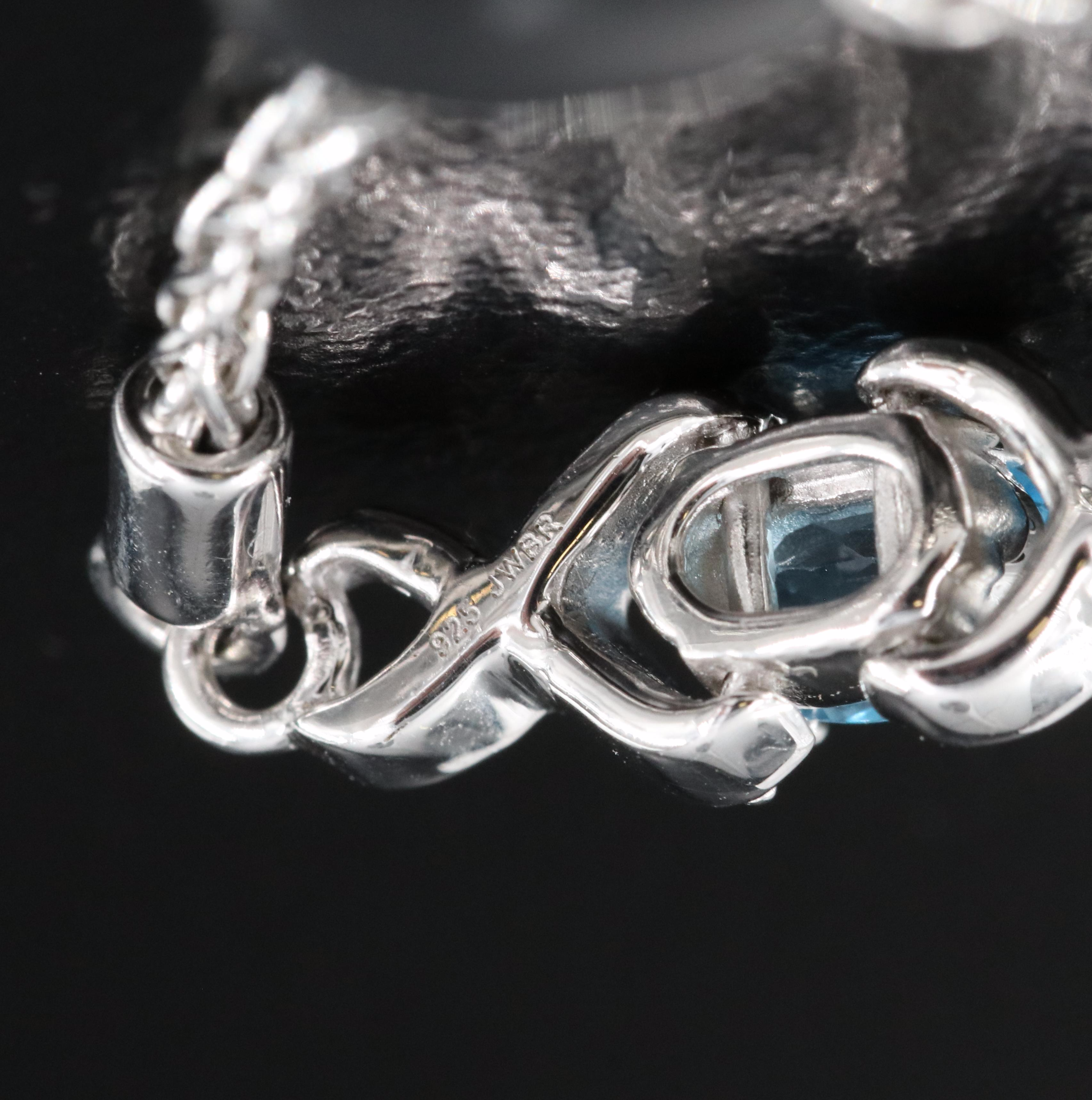 Sterling White and Swiss Blue Topaz Bolo Bracelet
