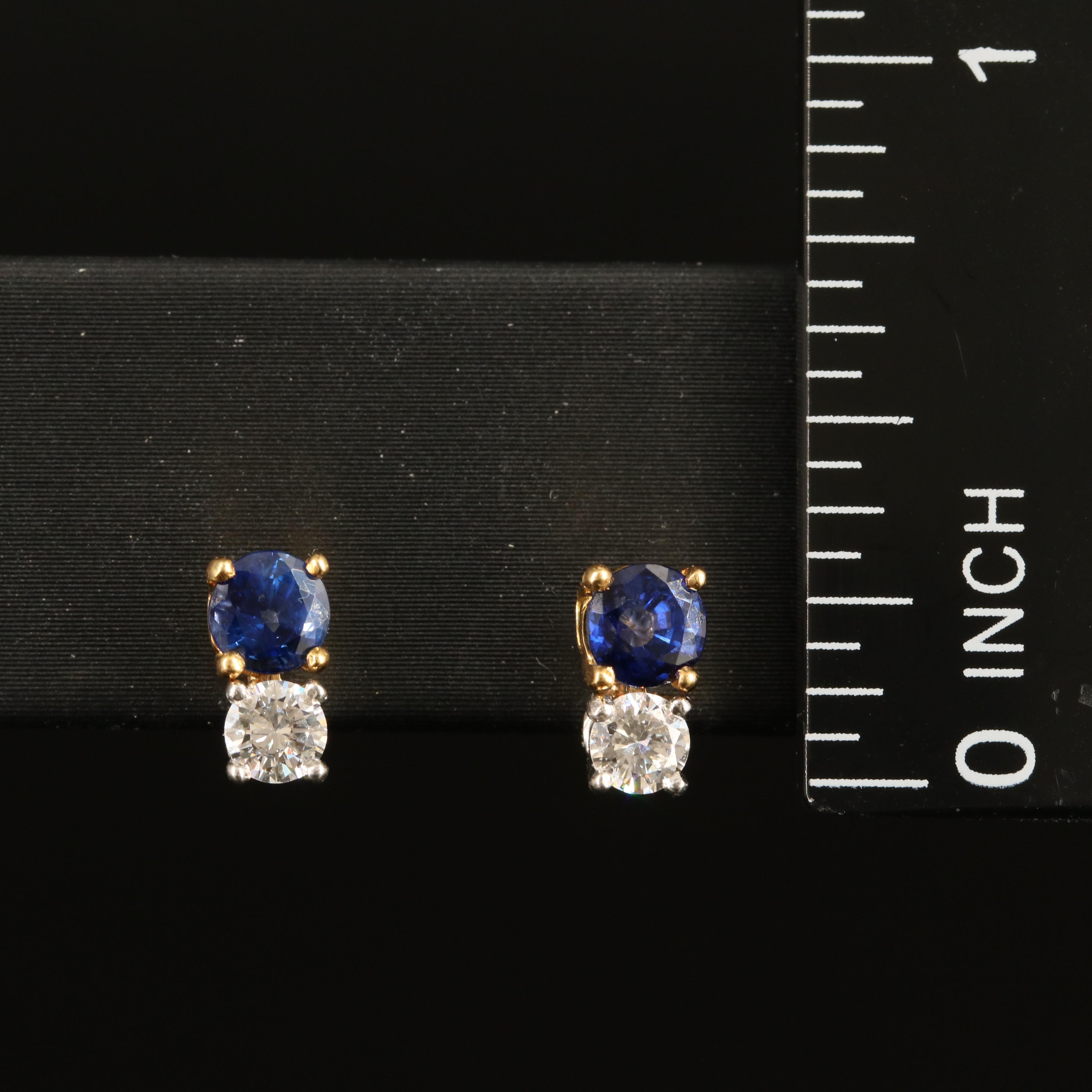 14K Diamond and Sapphire Stud Earrings