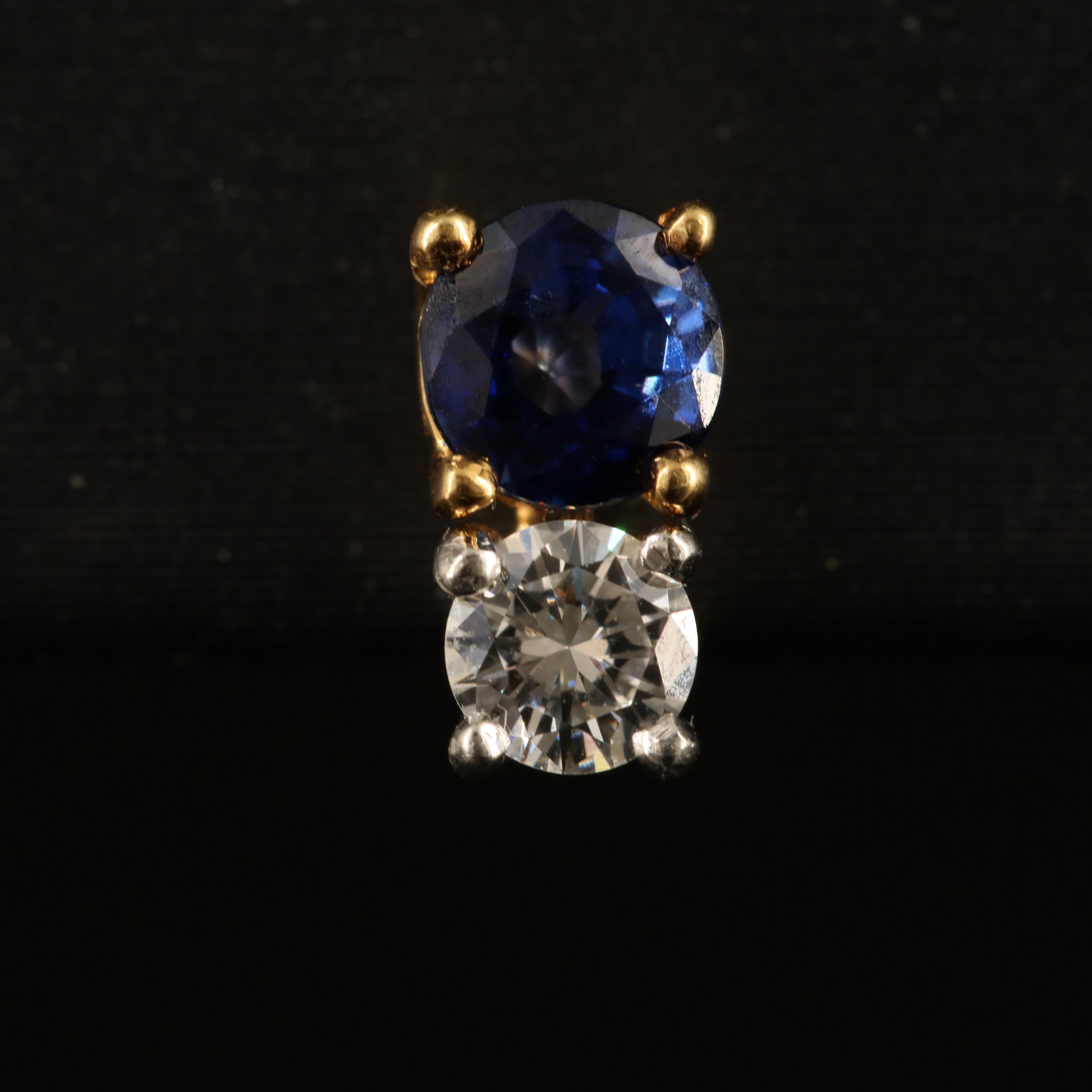 14K Diamond and Sapphire Stud Earrings