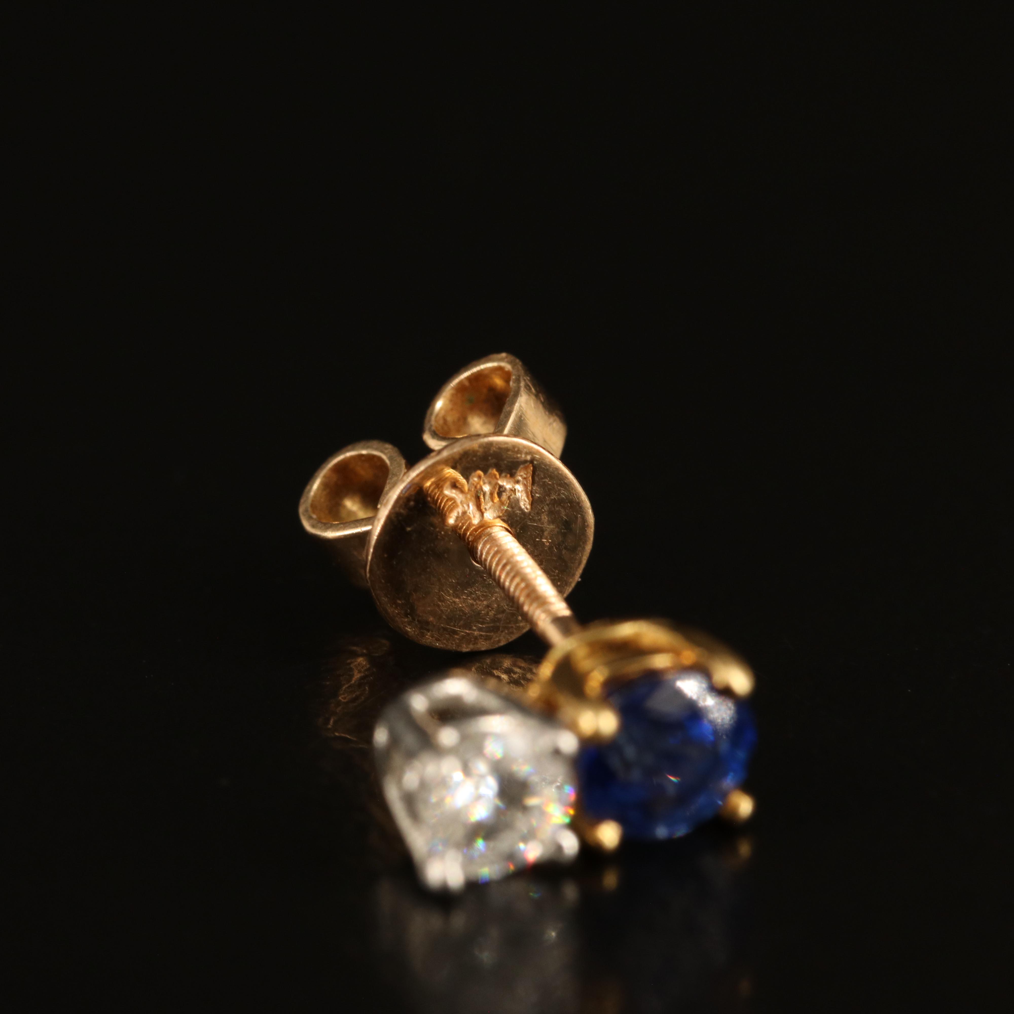 14K Diamond and Sapphire Stud Earrings