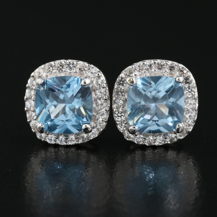 Sterling Topaz and Sapphire Stud Earrings