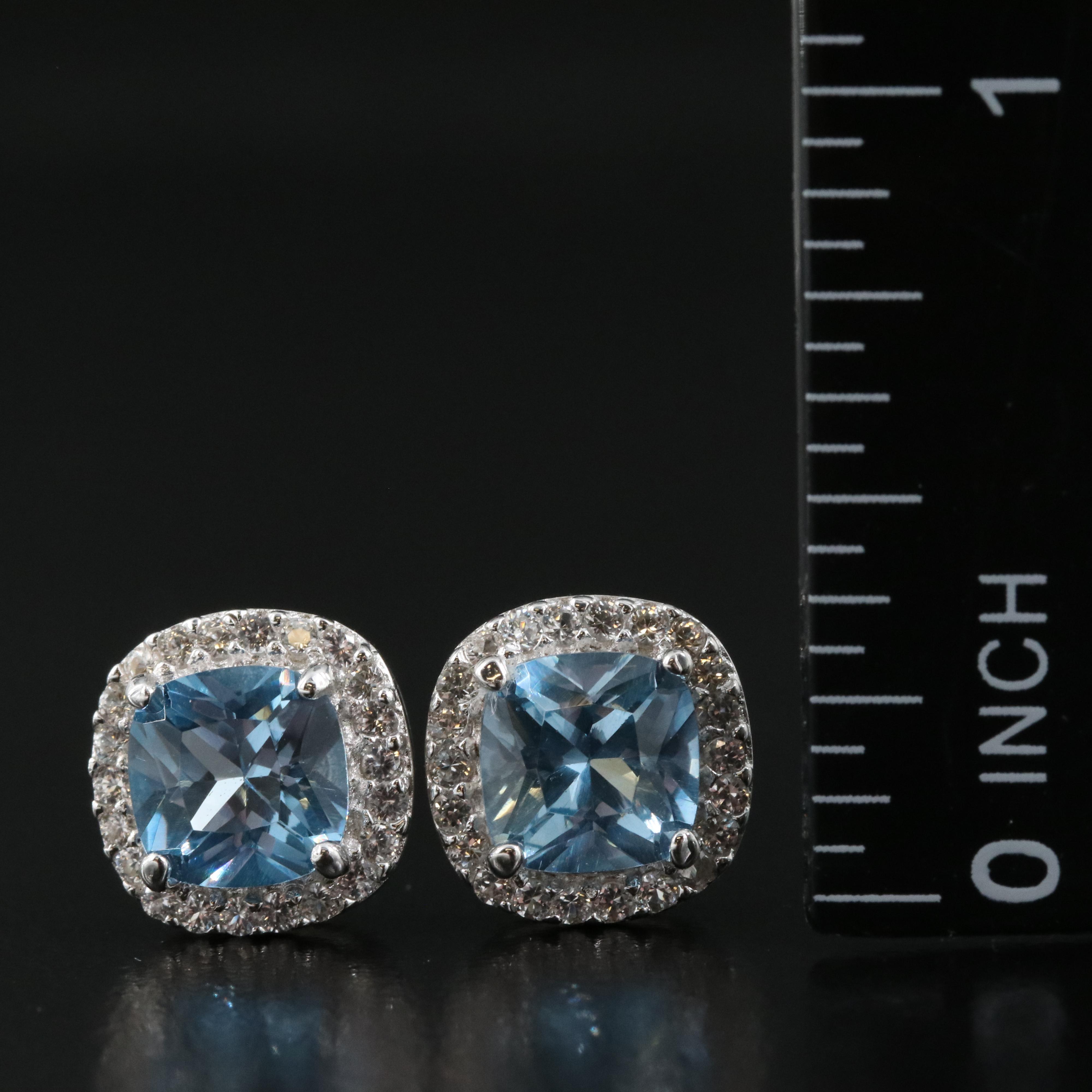 Sterling Topaz and Sapphire Stud Earrings