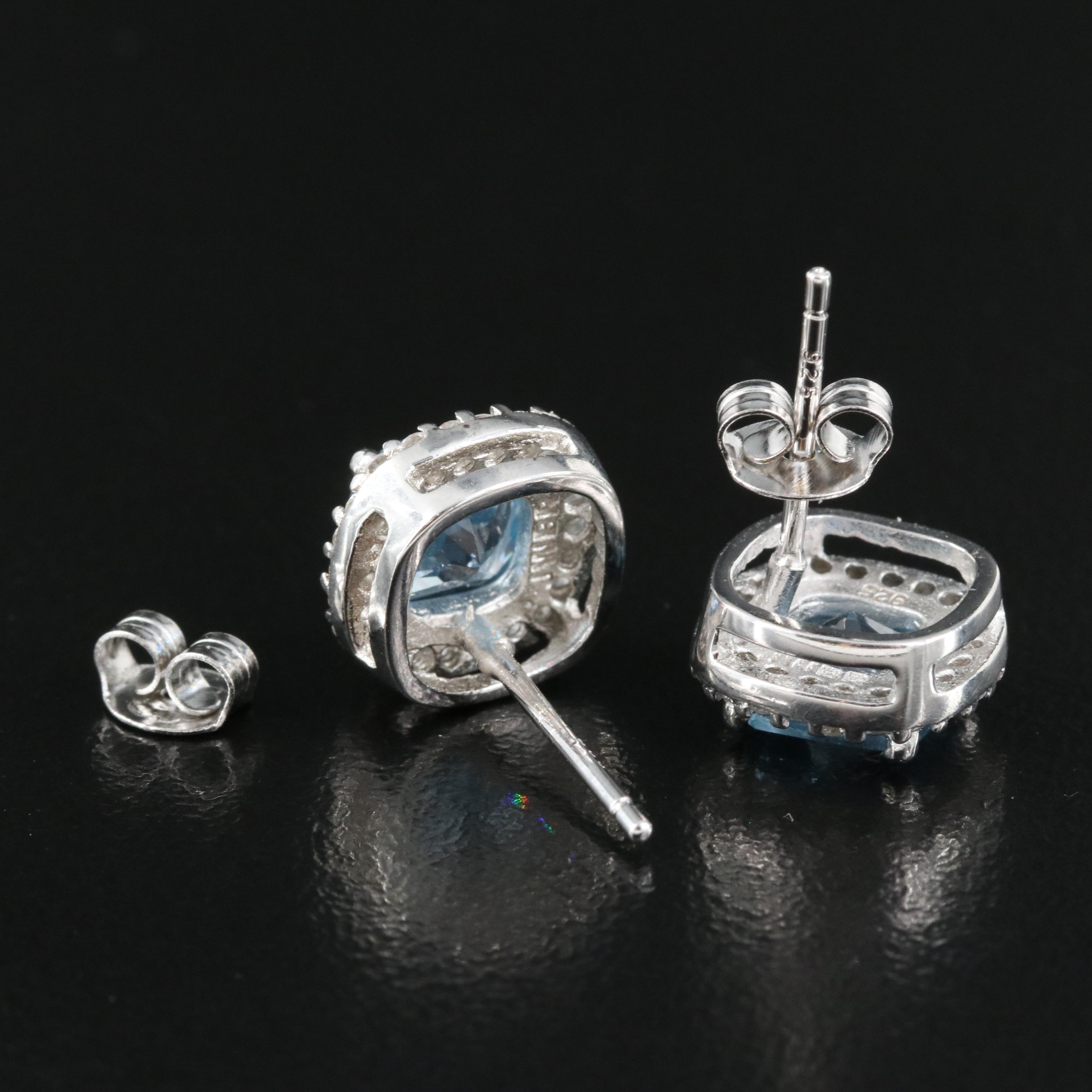 Sterling Topaz and Sapphire Stud Earrings
