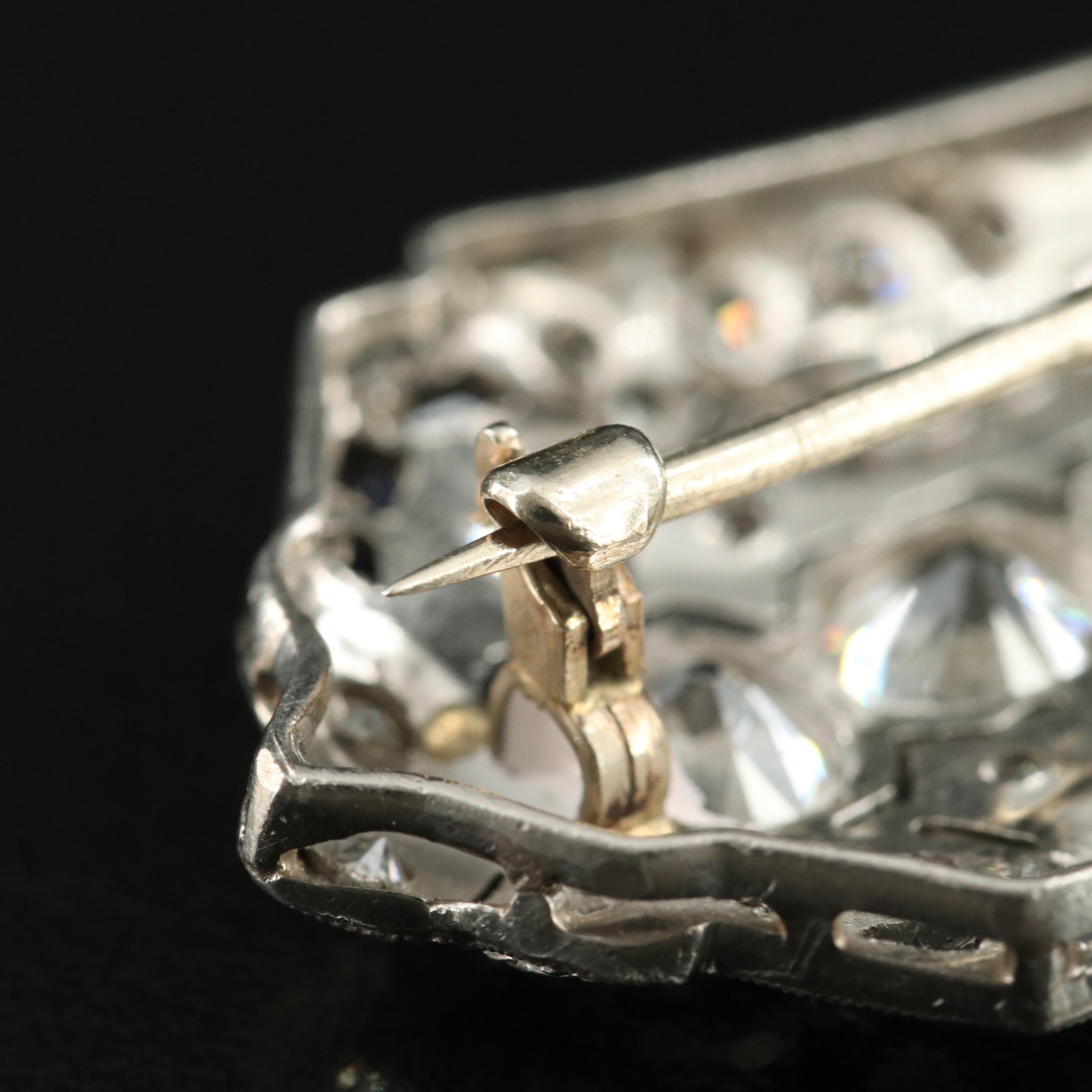 Art Deco Platinum 3.89 CTW Diamond and Sapphire Converter Pendant Necklace