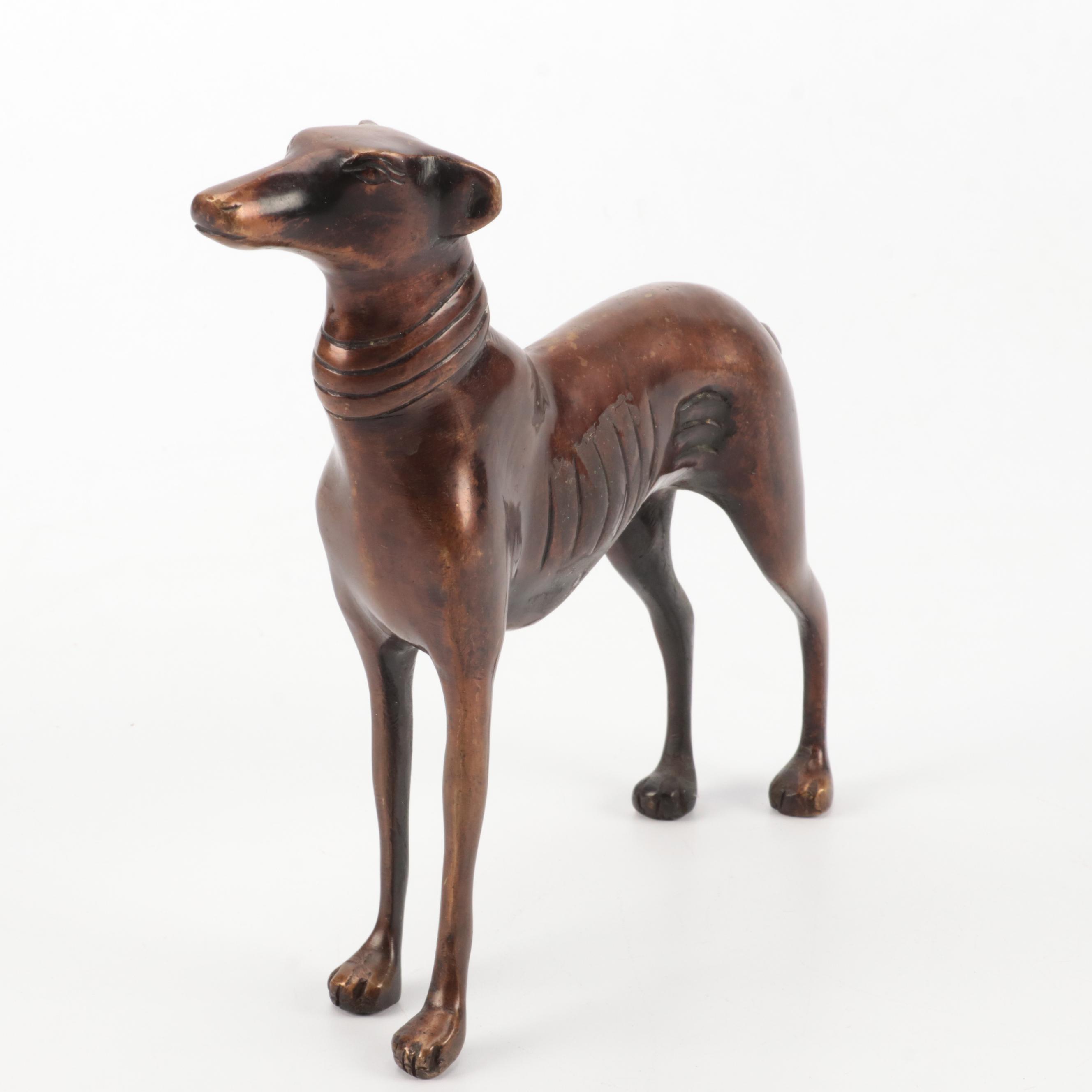 Bronze-Patinated Brass Figure of a Whippet