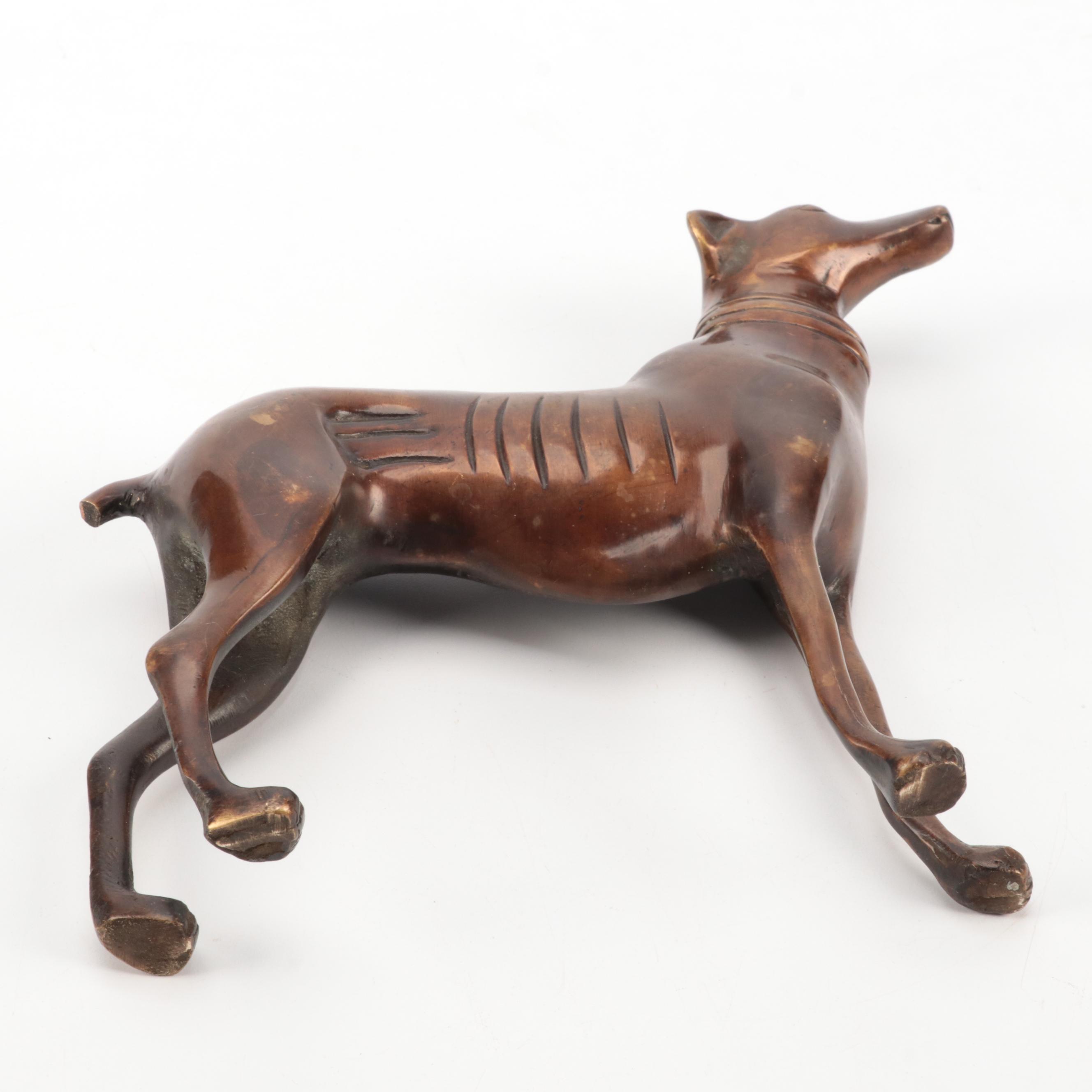 Bronze-Patinated Brass Figure of a Whippet