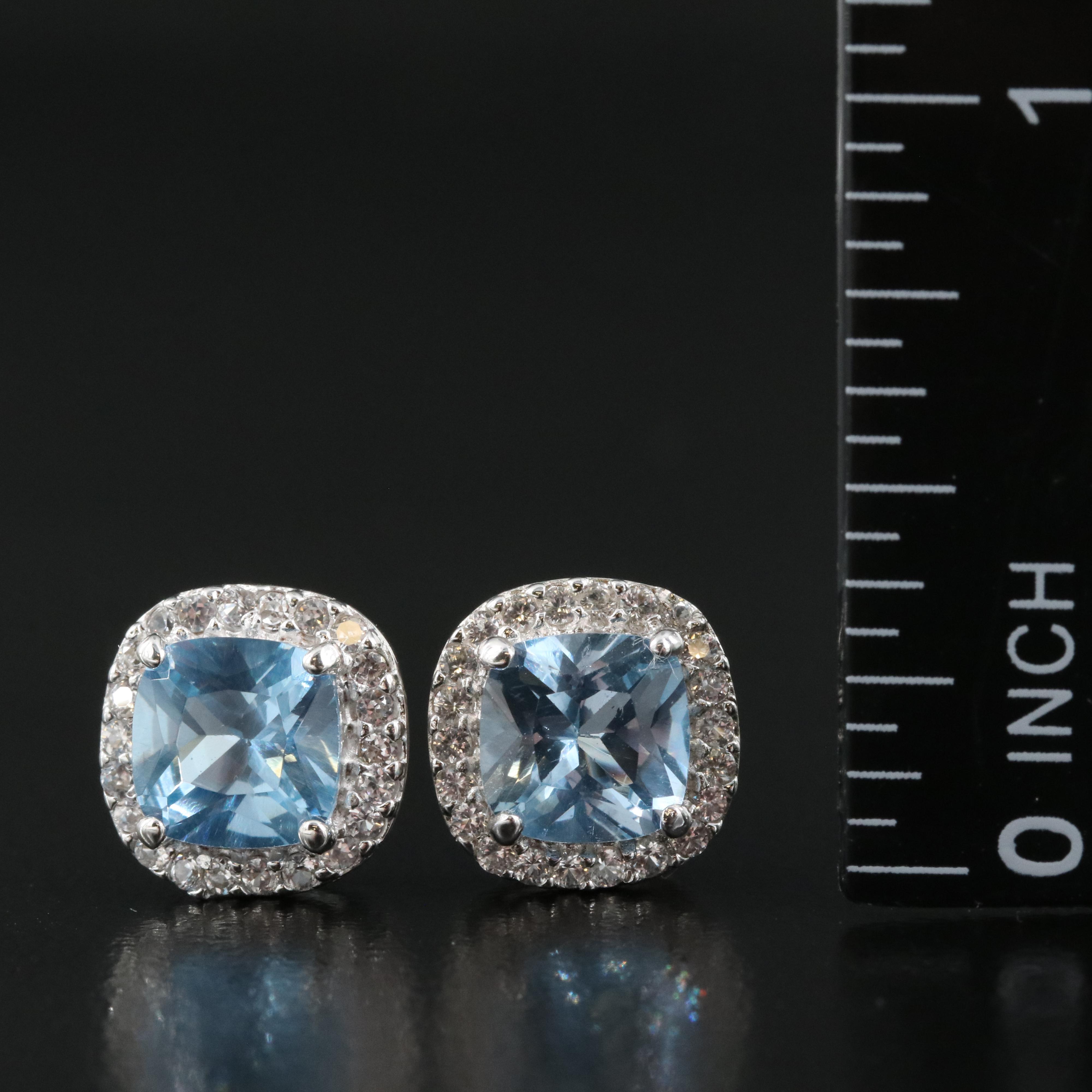 Sterling Topaz and Sapphire Stud Earrings