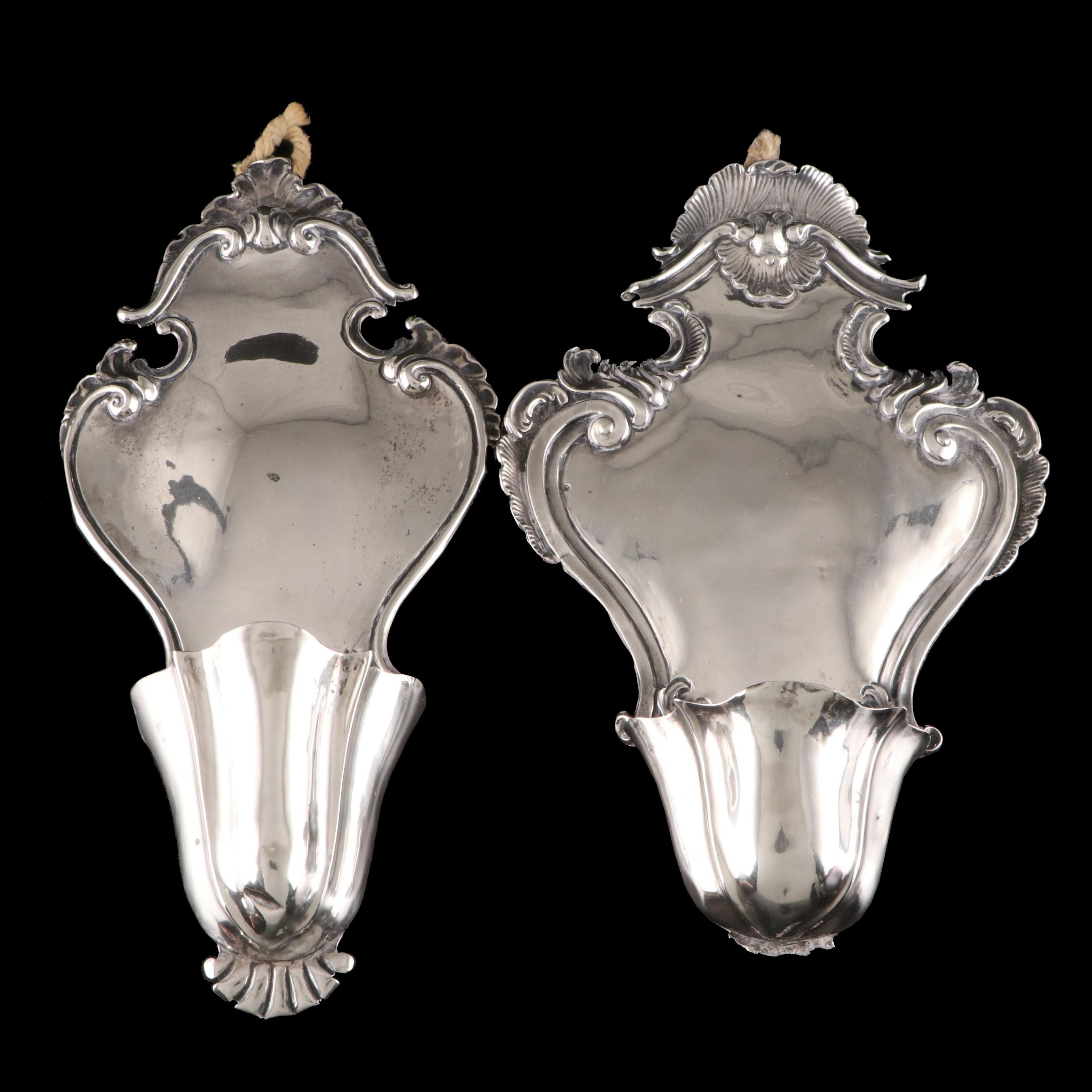 European Sterling Silver Wall Pockets, 18th-19th Century