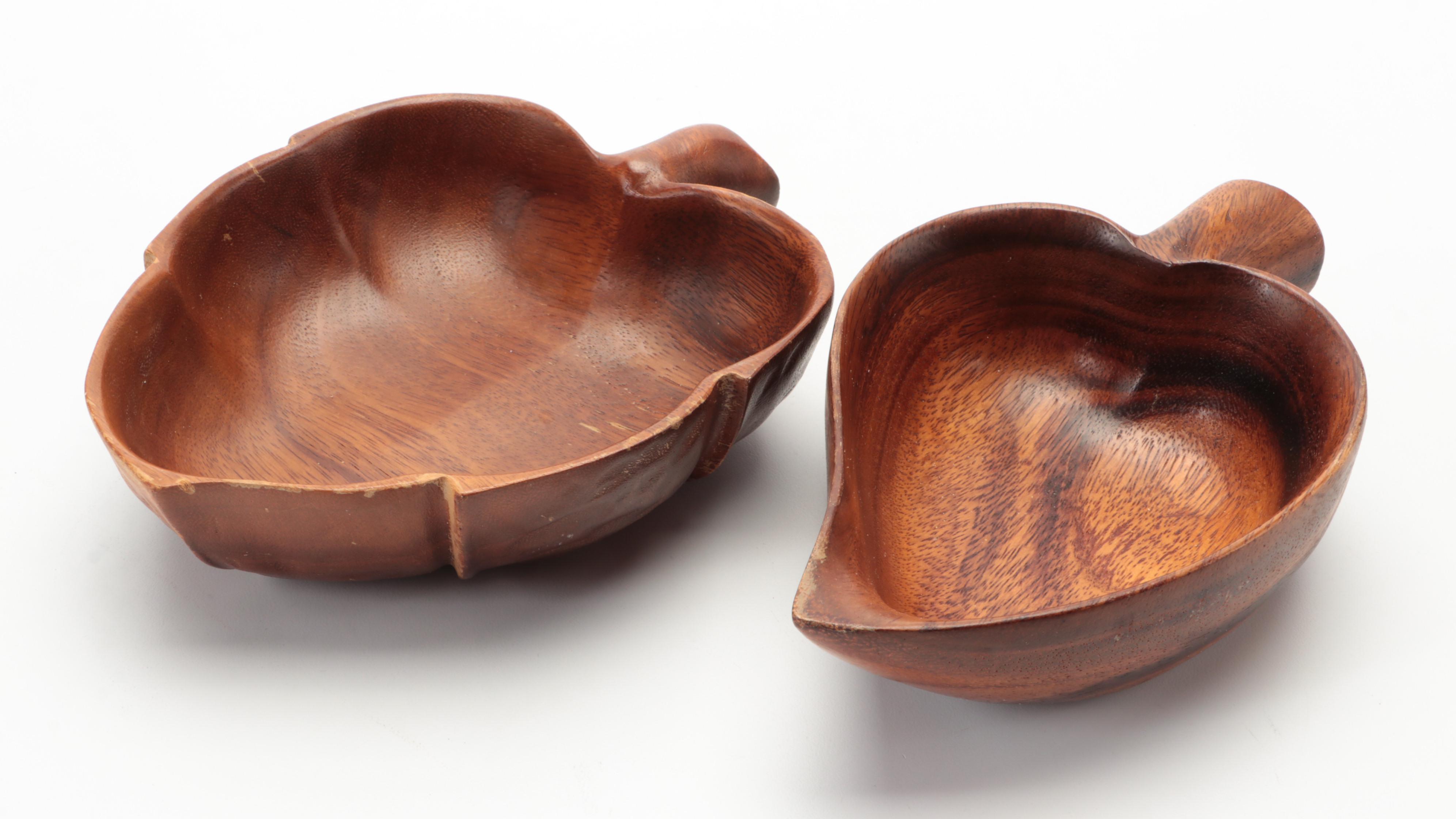 Hawaiian Carved Monkey Pod and Other Wood Serveware