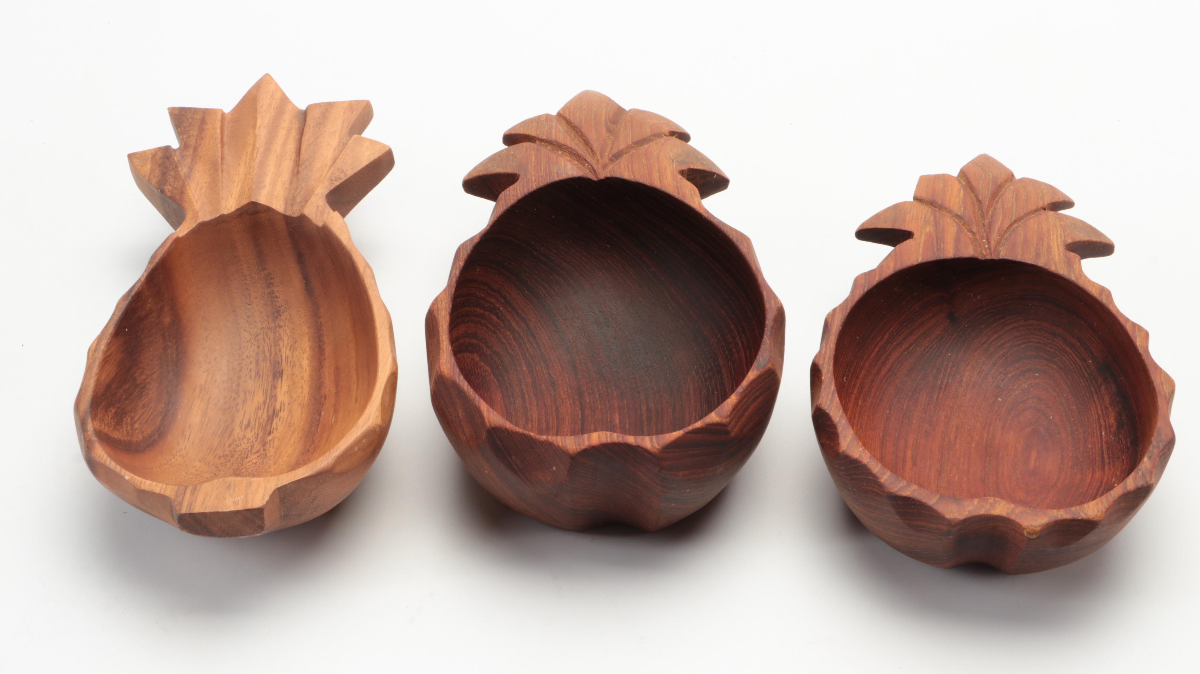 Hawaiian Carved Monkey Pod and Other Wood Serveware