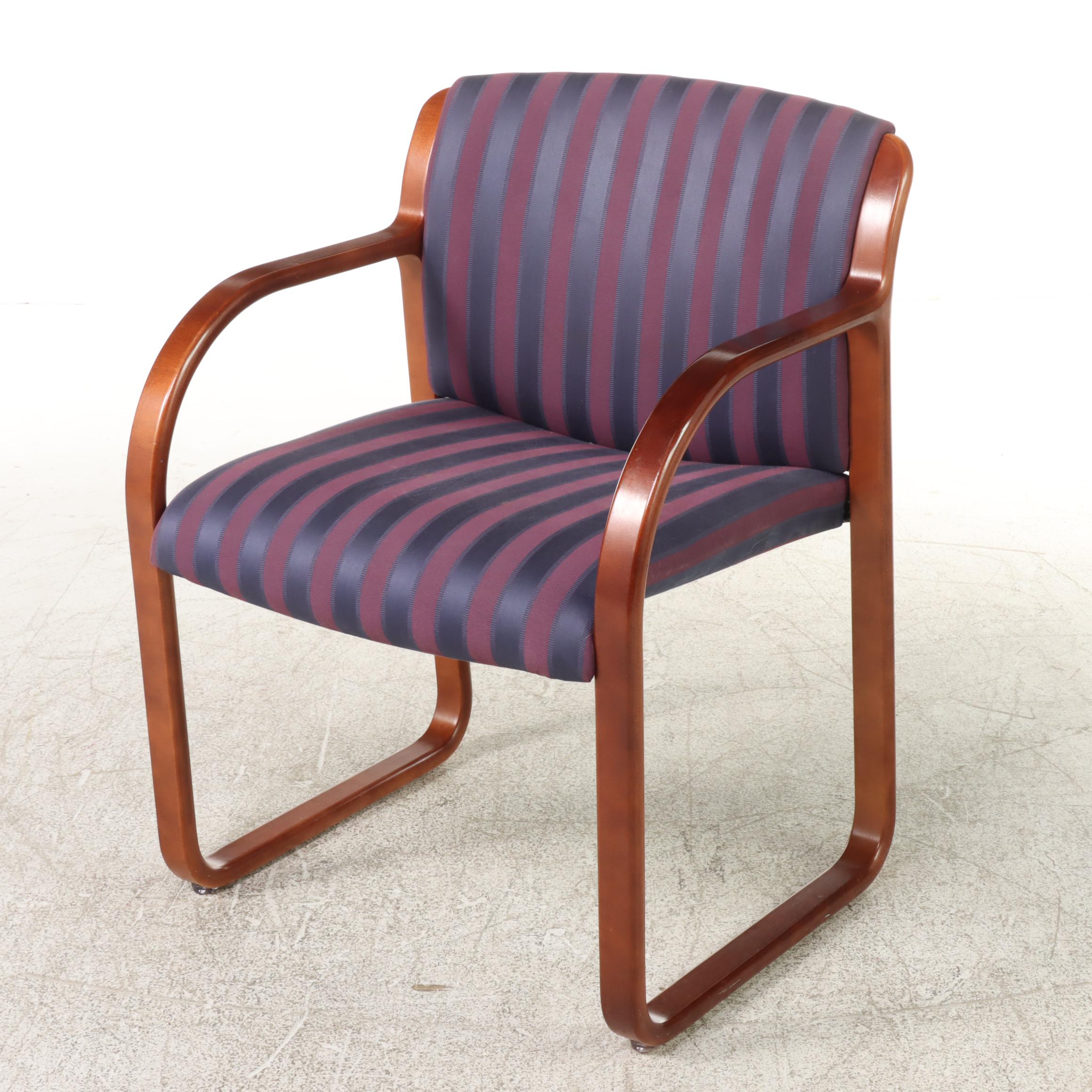 Pair of Steelcase Post Modernist Bentwood and Custom-Upholstered Armchairs