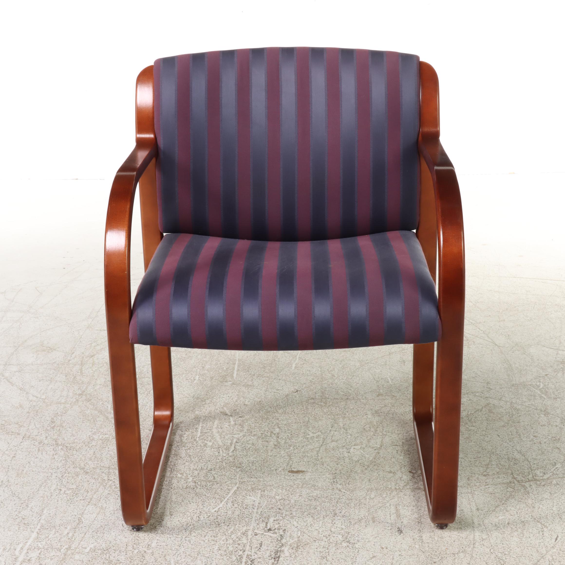 Pair of Steelcase Post Modernist Bentwood and Custom-Upholstered Armchairs