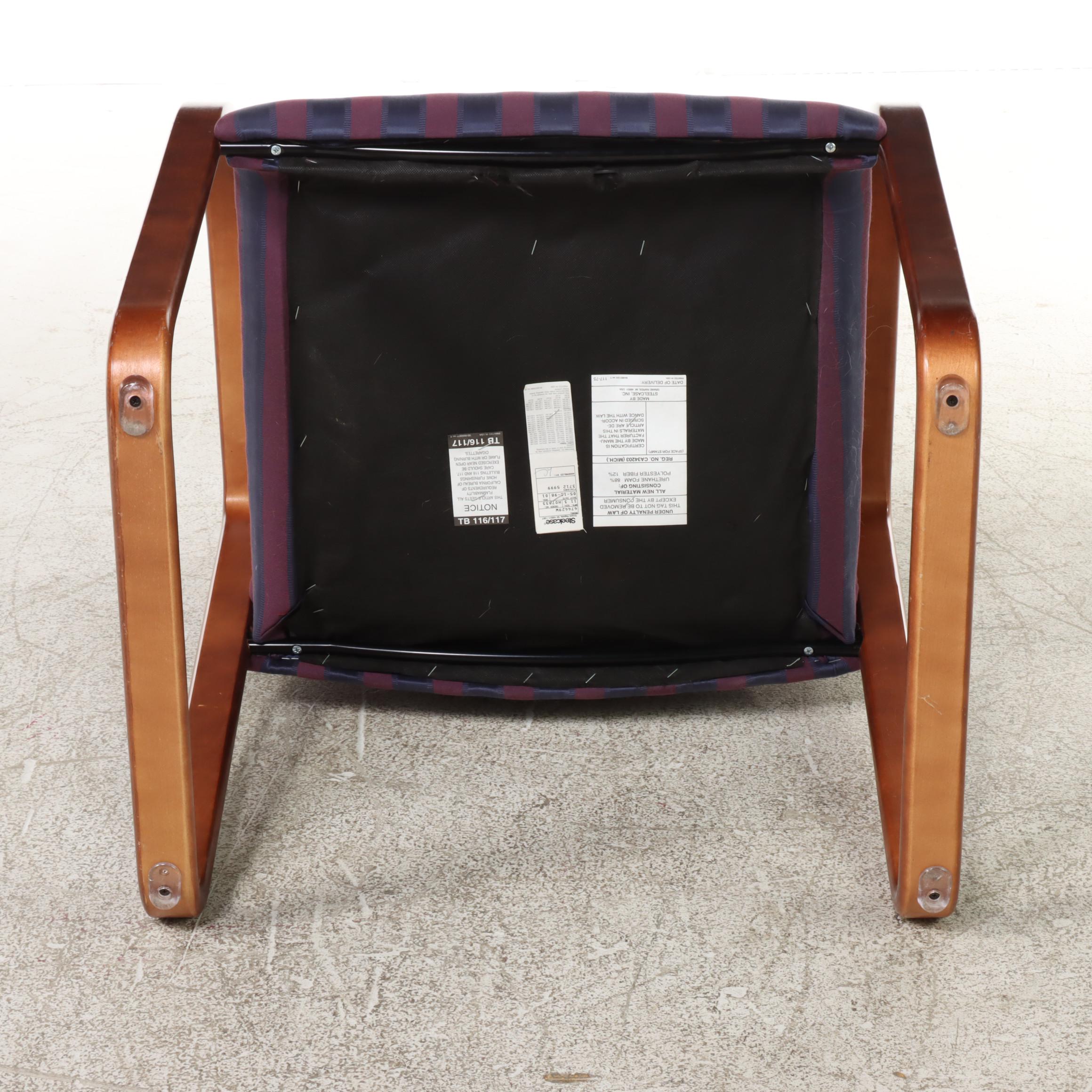 Pair of Steelcase Post Modernist Bentwood and Custom-Upholstered Armchairs
