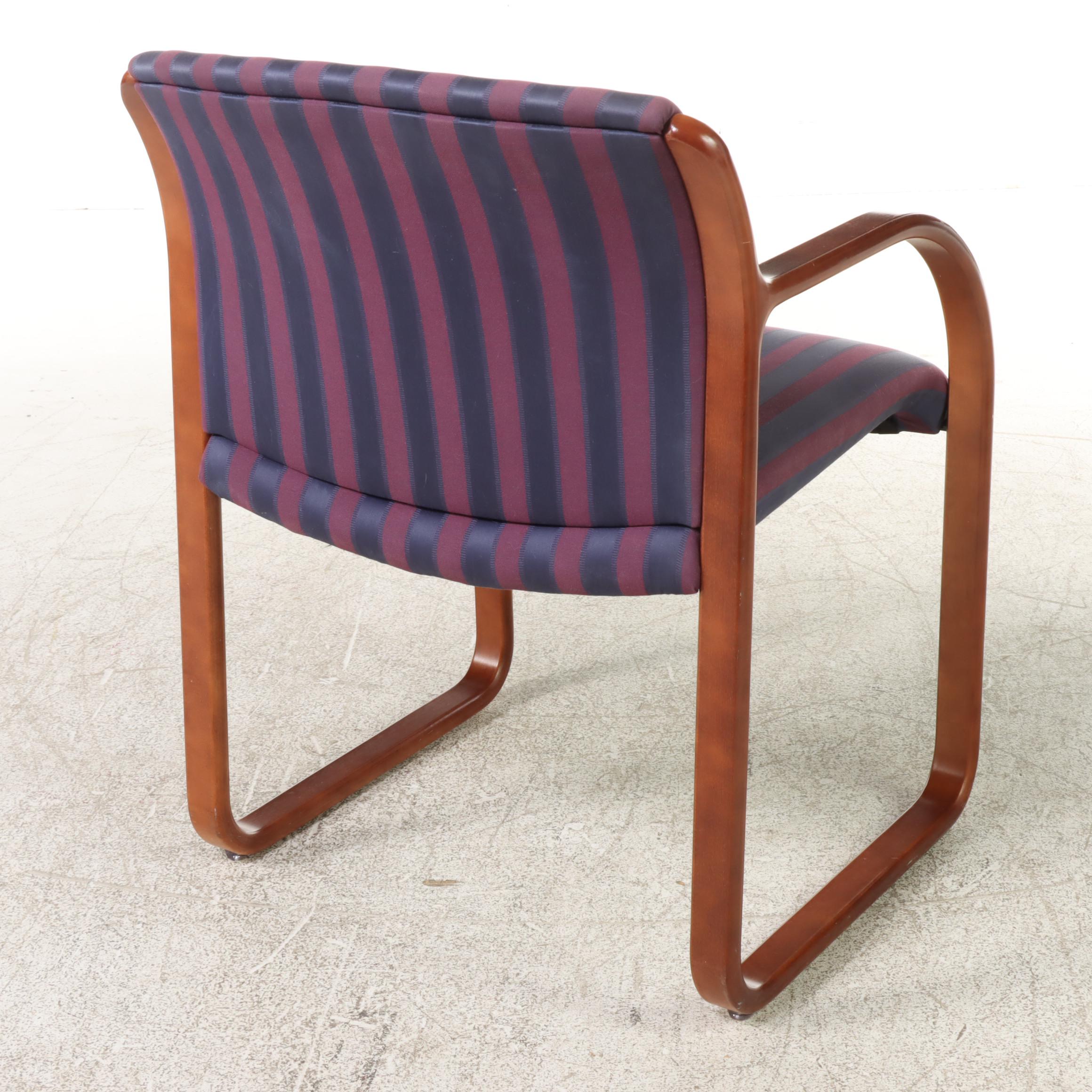 Pair of Steelcase Post Modernist Bentwood and Custom-Upholstered Armchairs