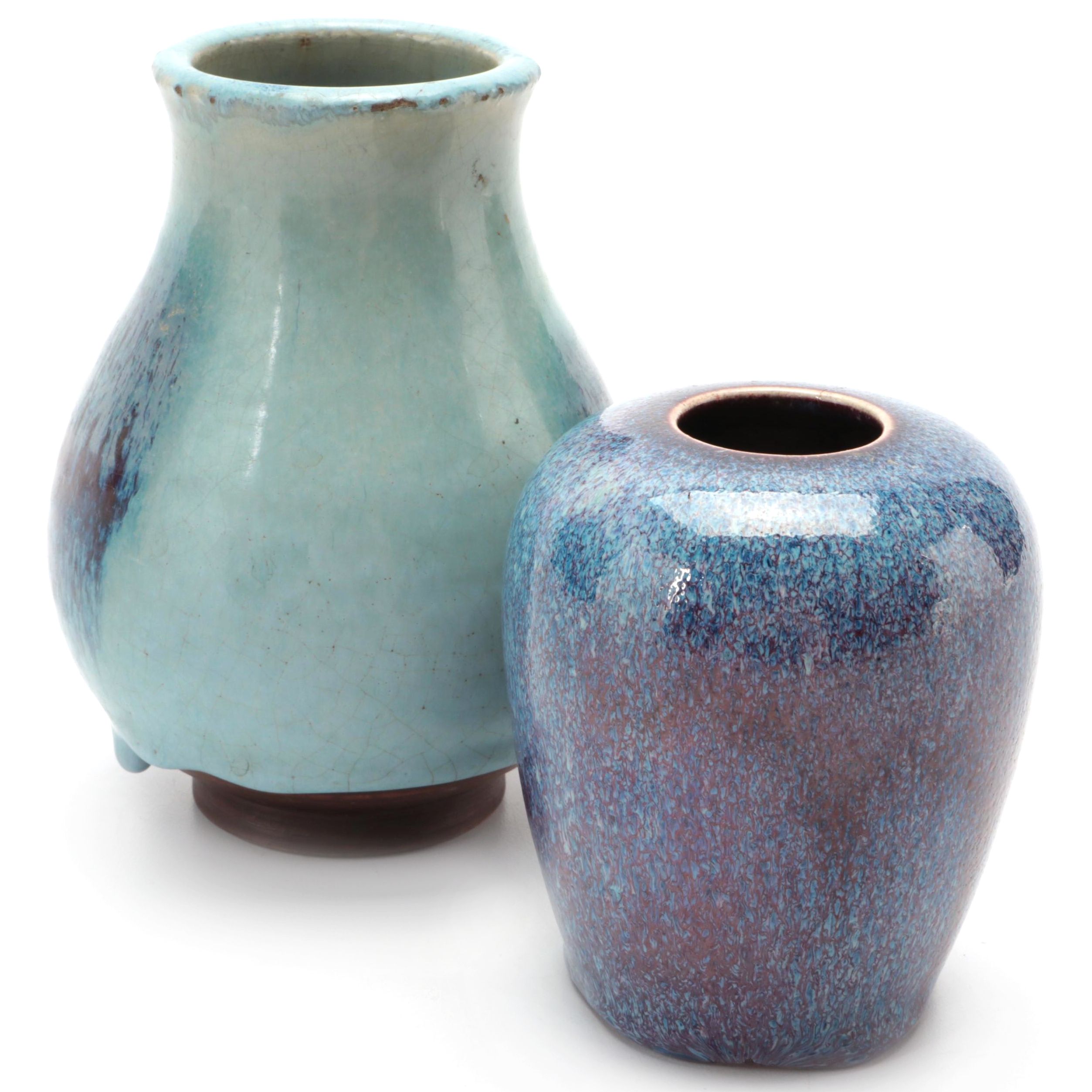 Chinese Flambé Glazed Stoneware Vases