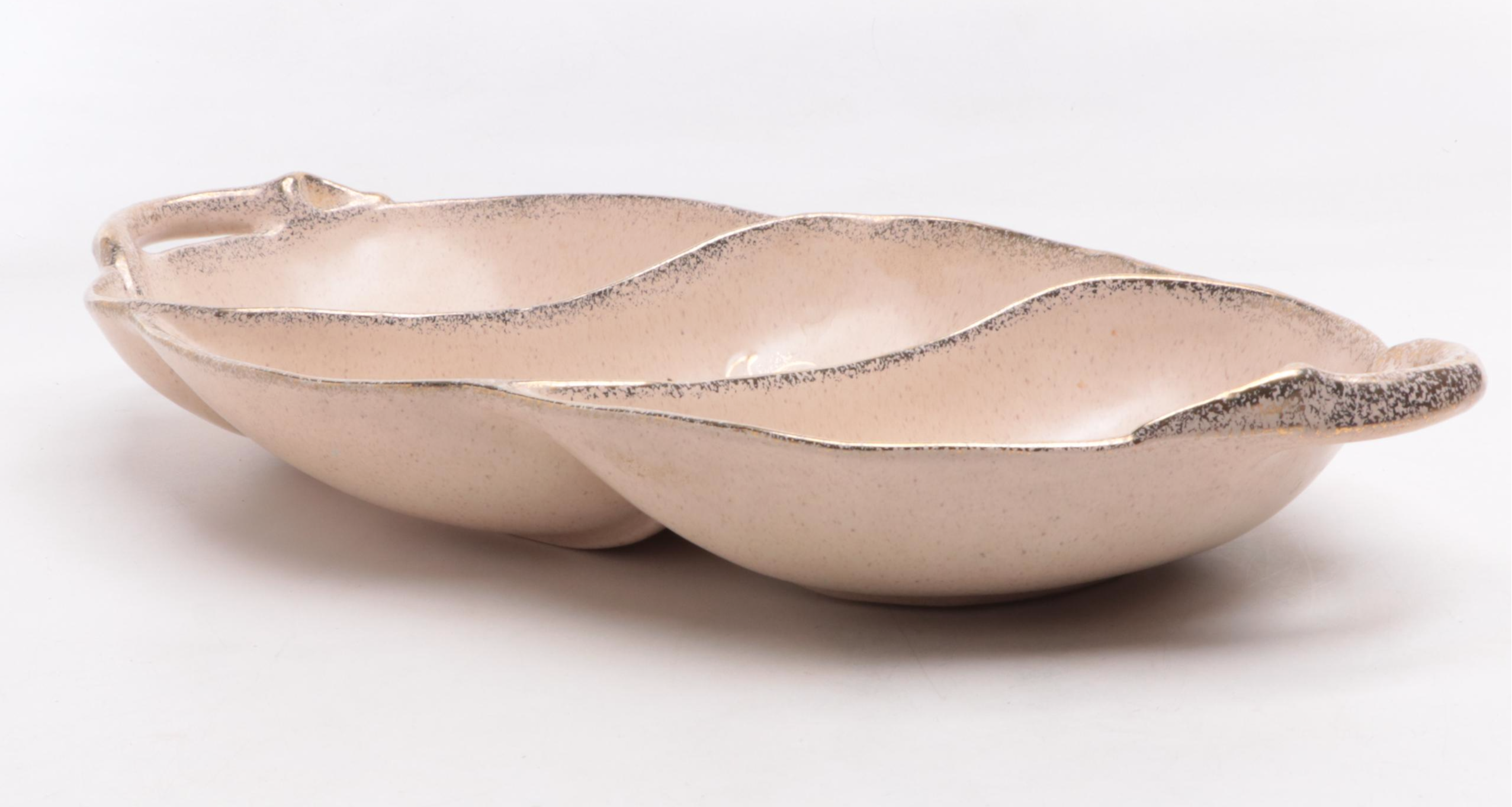 California Originals Pottery Taupe and Gold Lustre Divided Tray