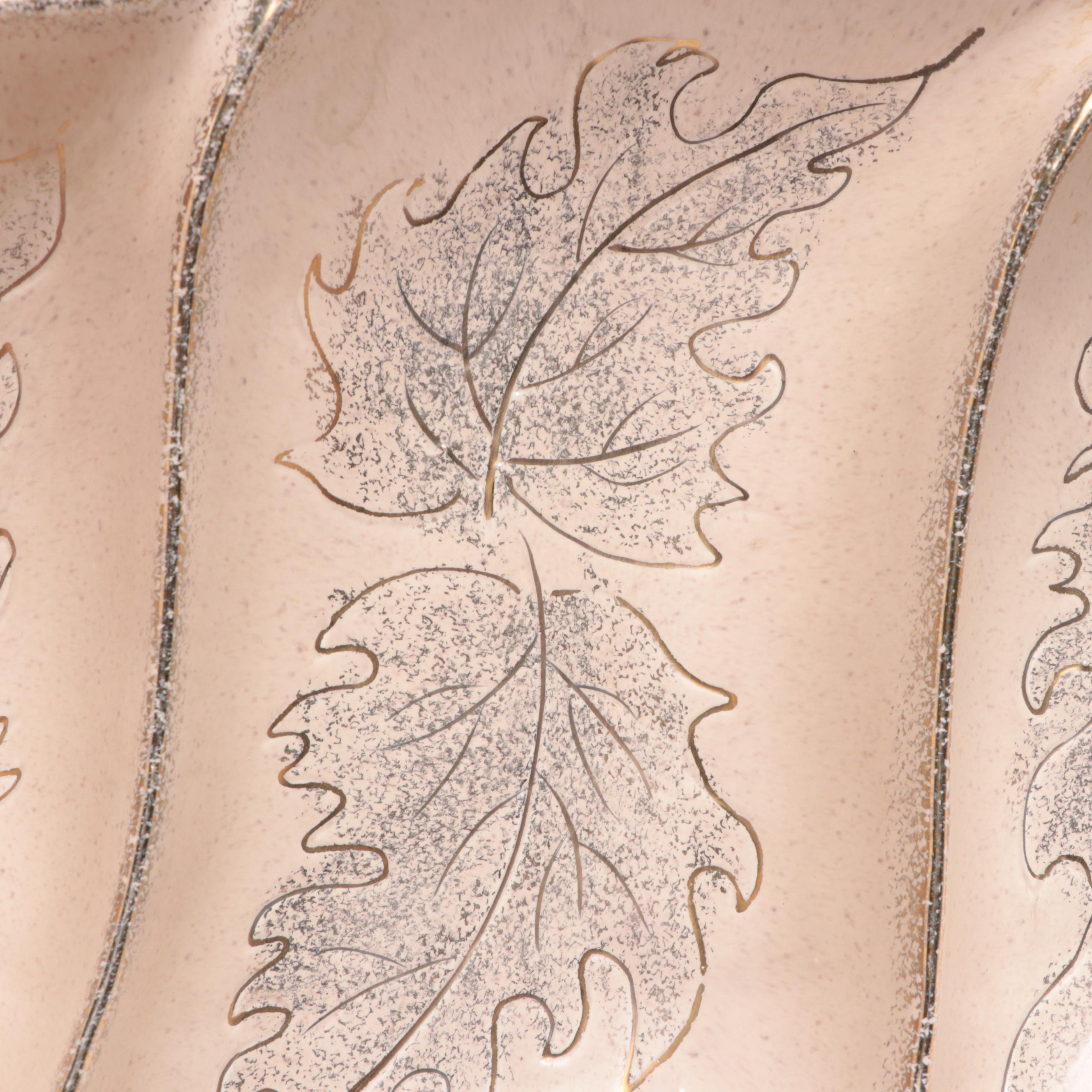 California Originals Pottery Taupe and Gold Lustre Divided Tray