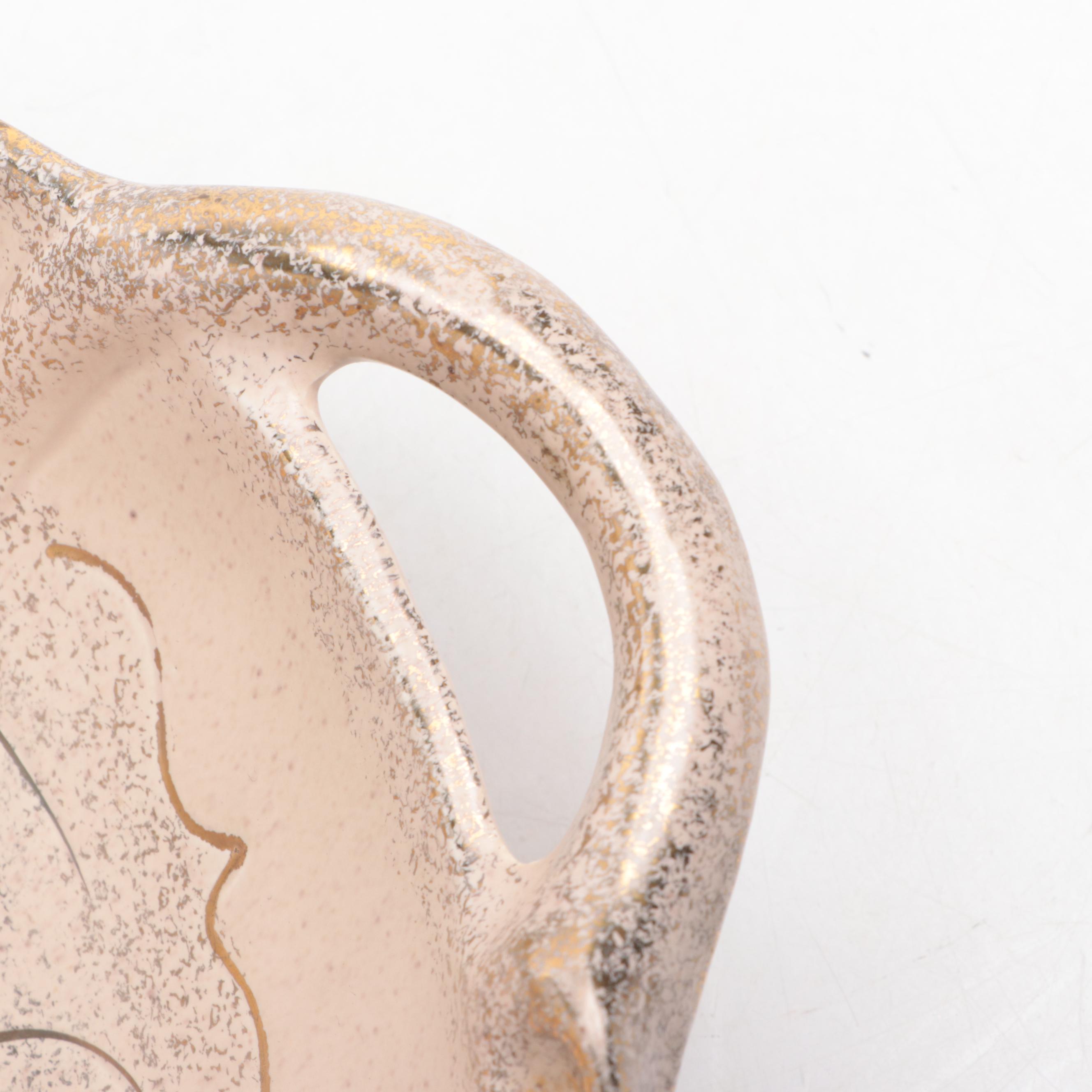 California Originals Pottery Taupe and Gold Lustre Divided Tray