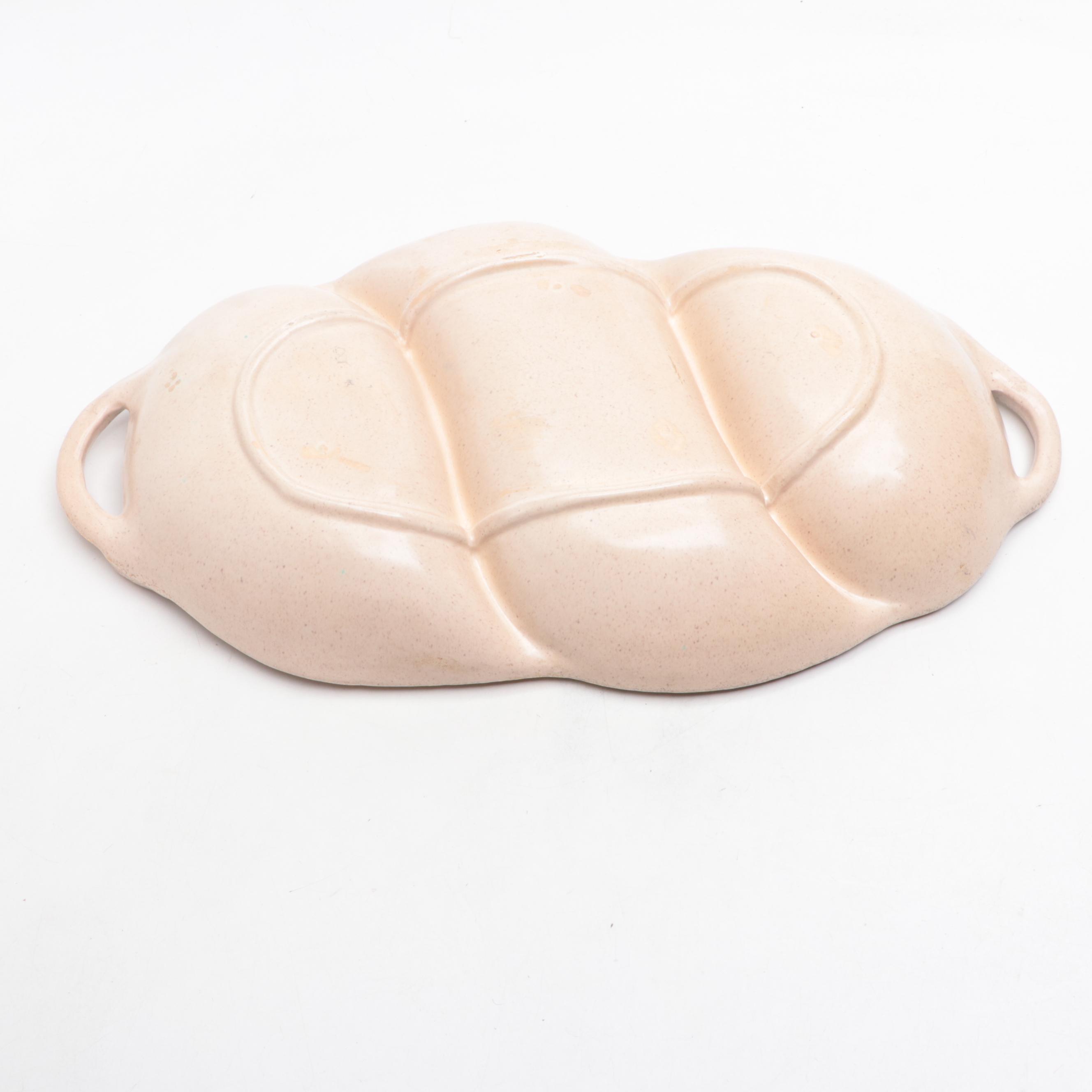 California Originals Pottery Taupe and Gold Lustre Divided Tray