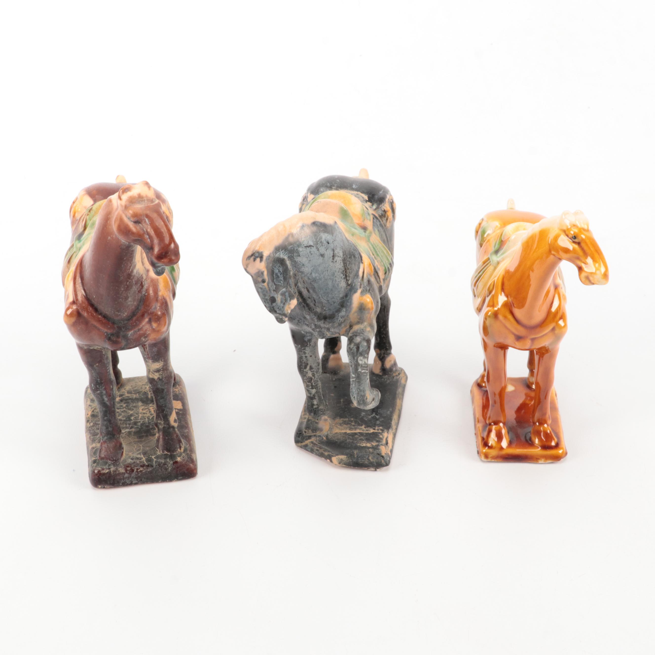Chinese Tang Style Terracotta Sancai Glazed Horses
