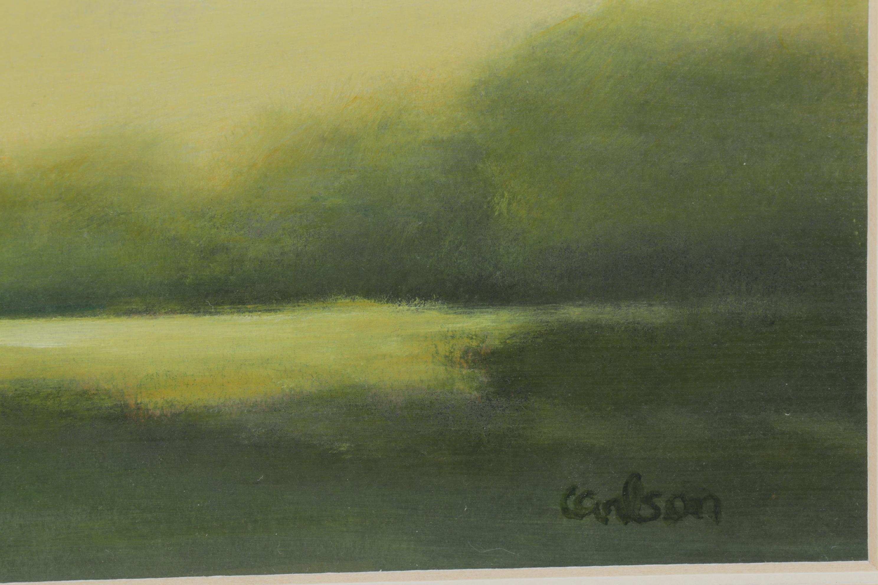 Sallie Carlson Landscape Acrylic Painting "Serenity," 21st Century