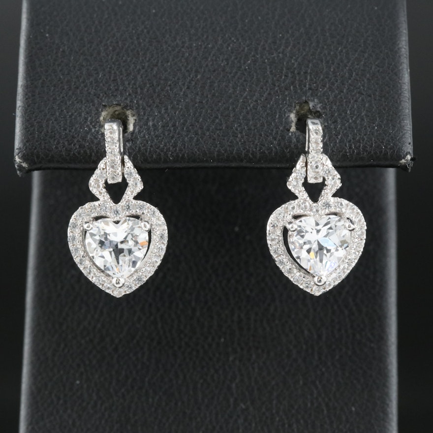 Sterling Sapphire Heart Earrings