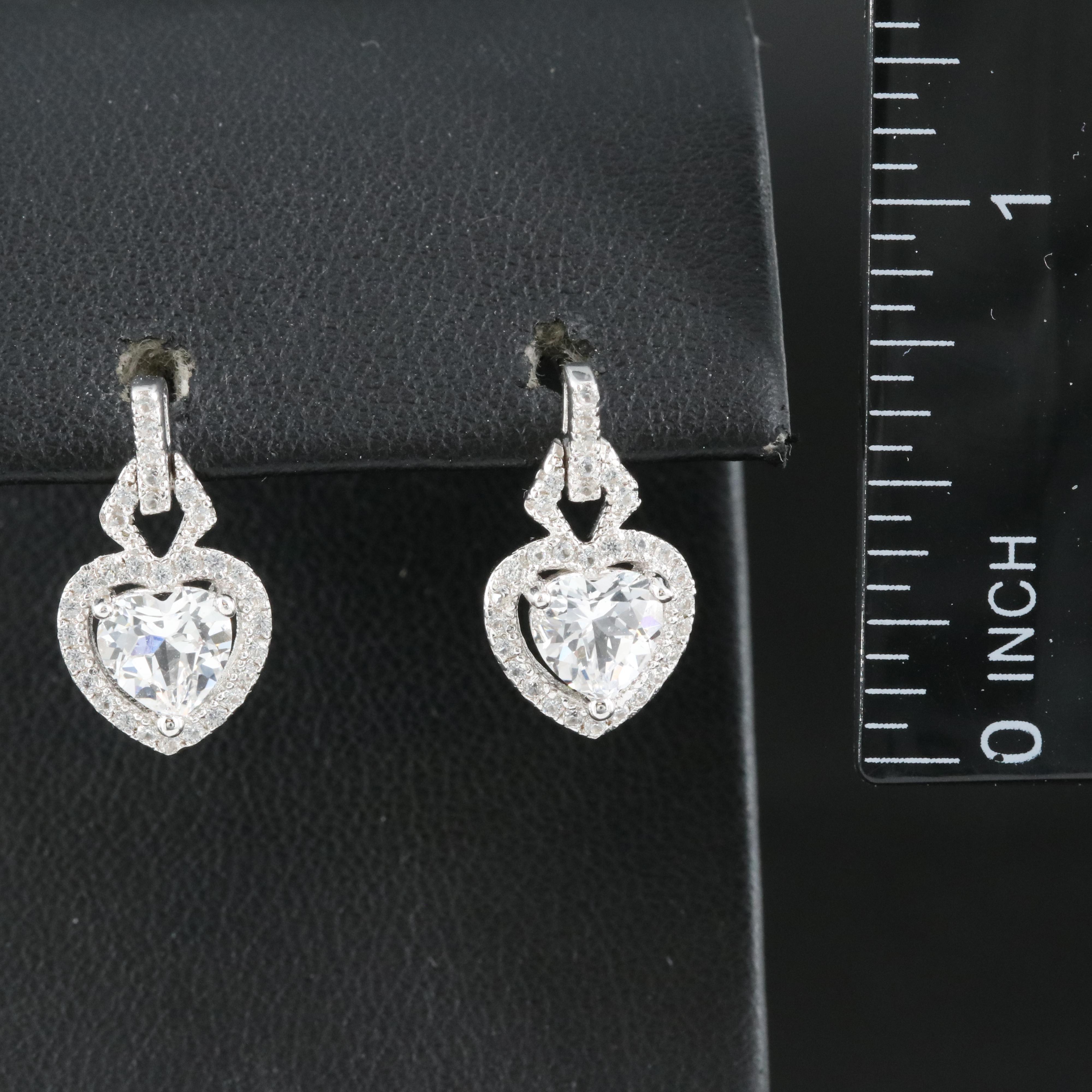 Sterling Sapphire Heart Earrings