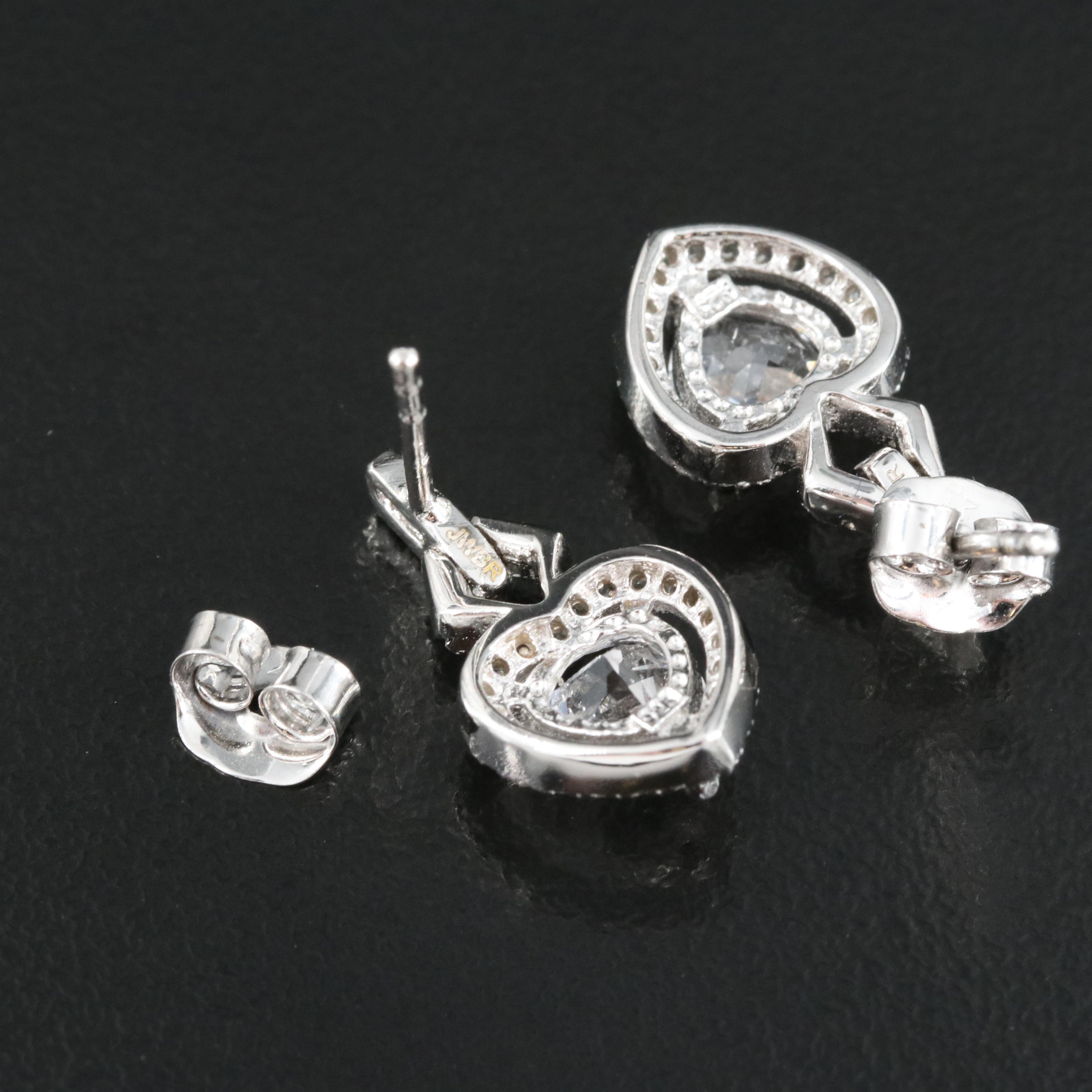 Sterling Sapphire Heart Earrings