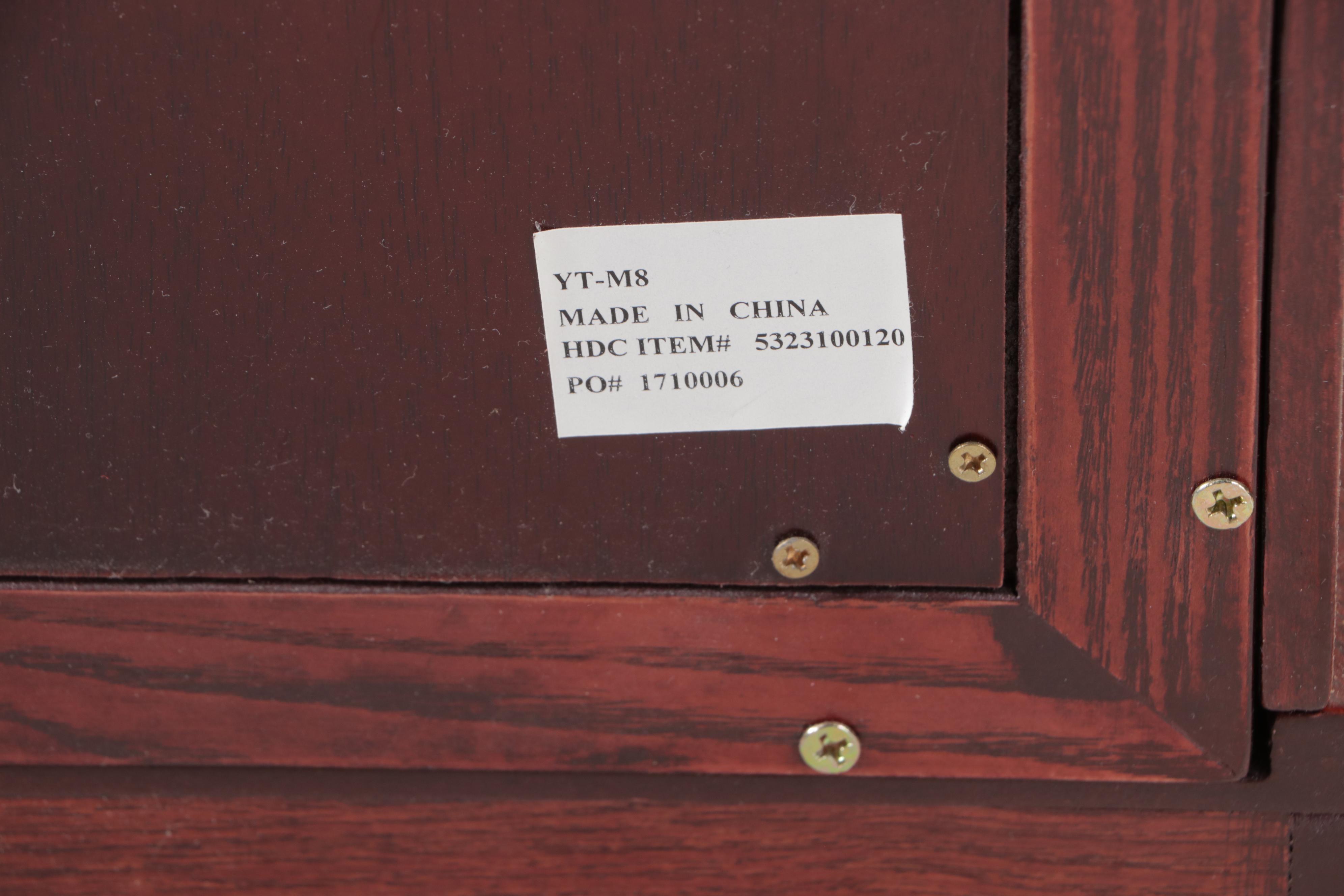 Pair of Mahogany Finish and Glass Illuminated Corner Display Cabinets