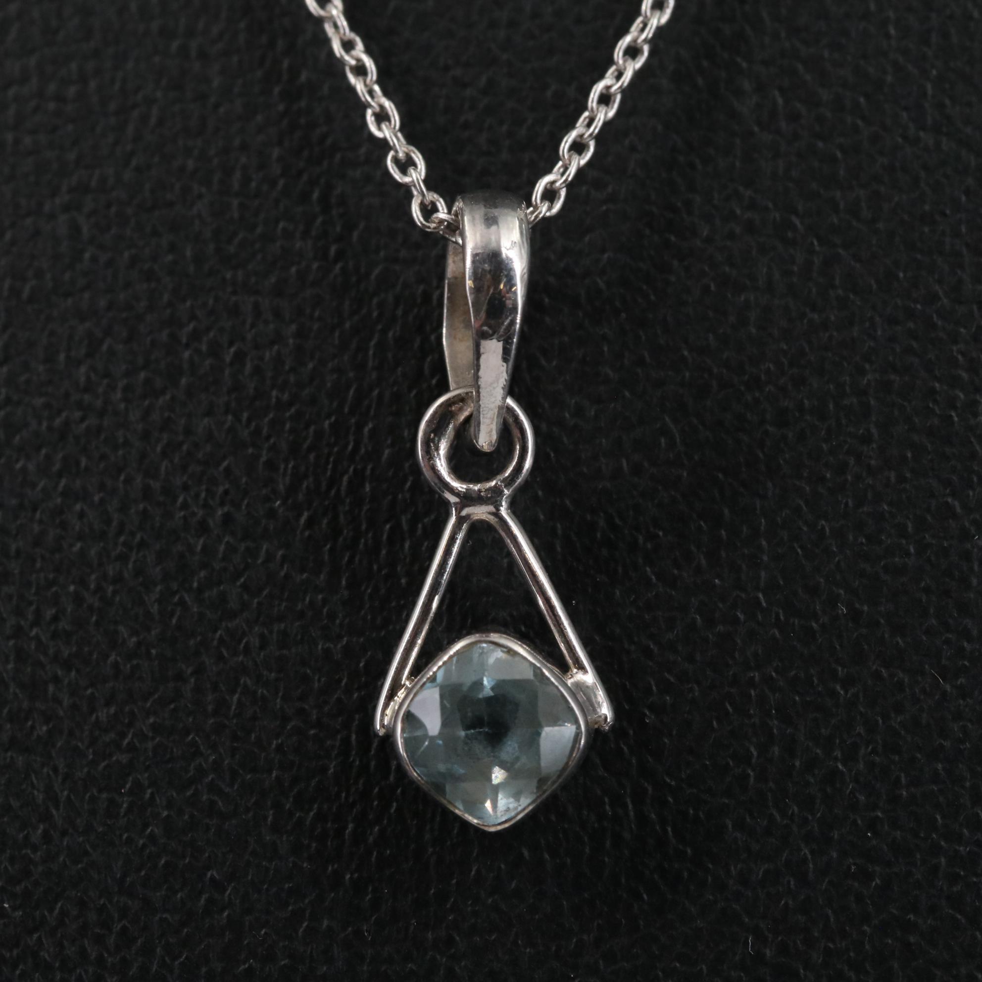 Sterling Blue Topaz Pendant Necklace