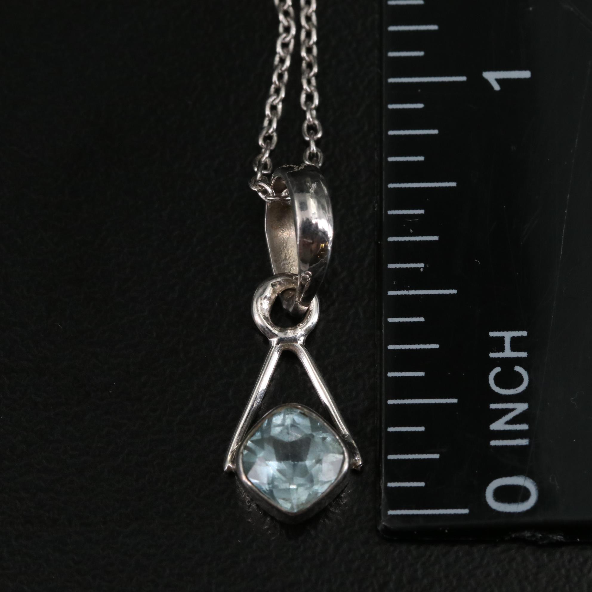 Sterling Blue Topaz Pendant Necklace