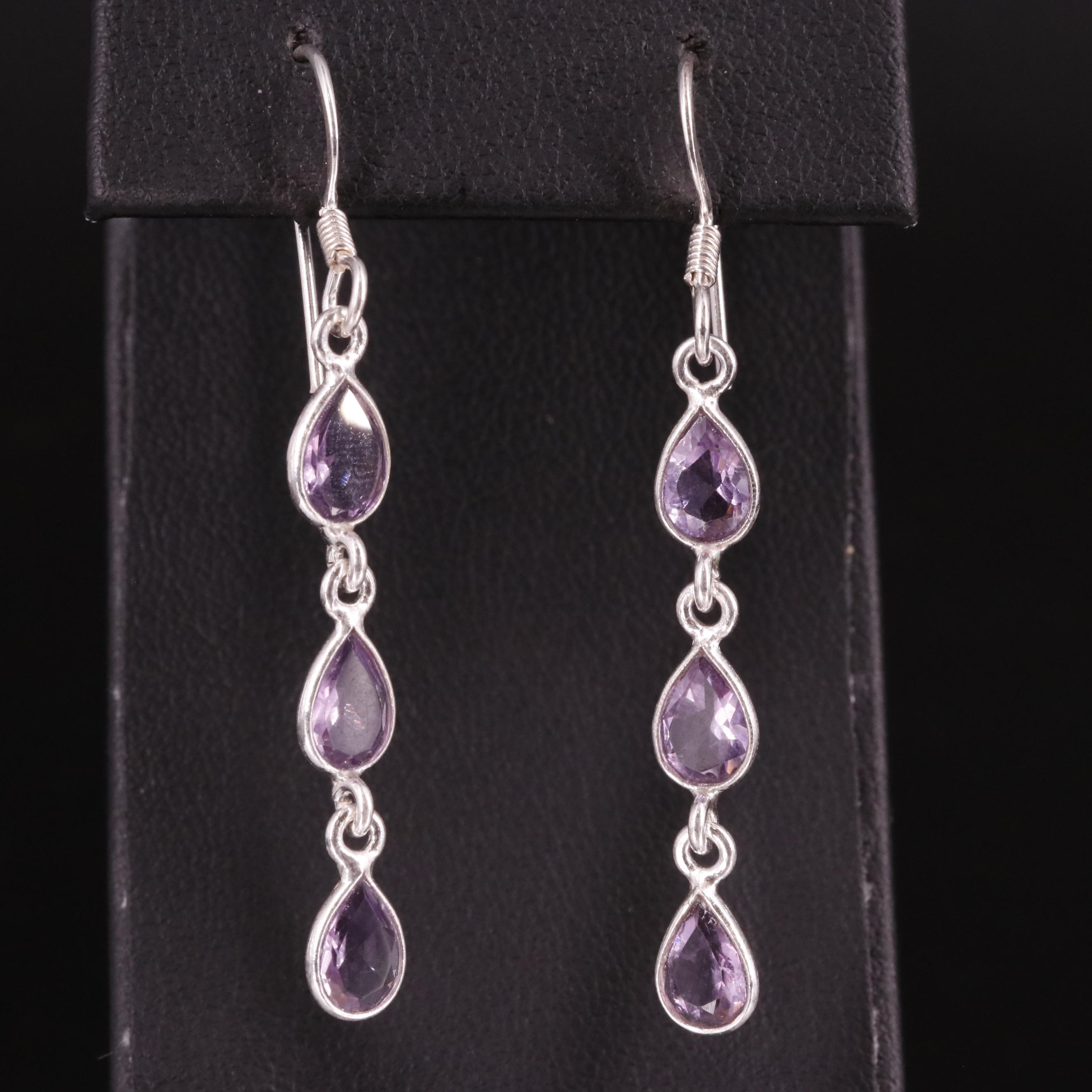 Sterling Amethyst Drop Earrings