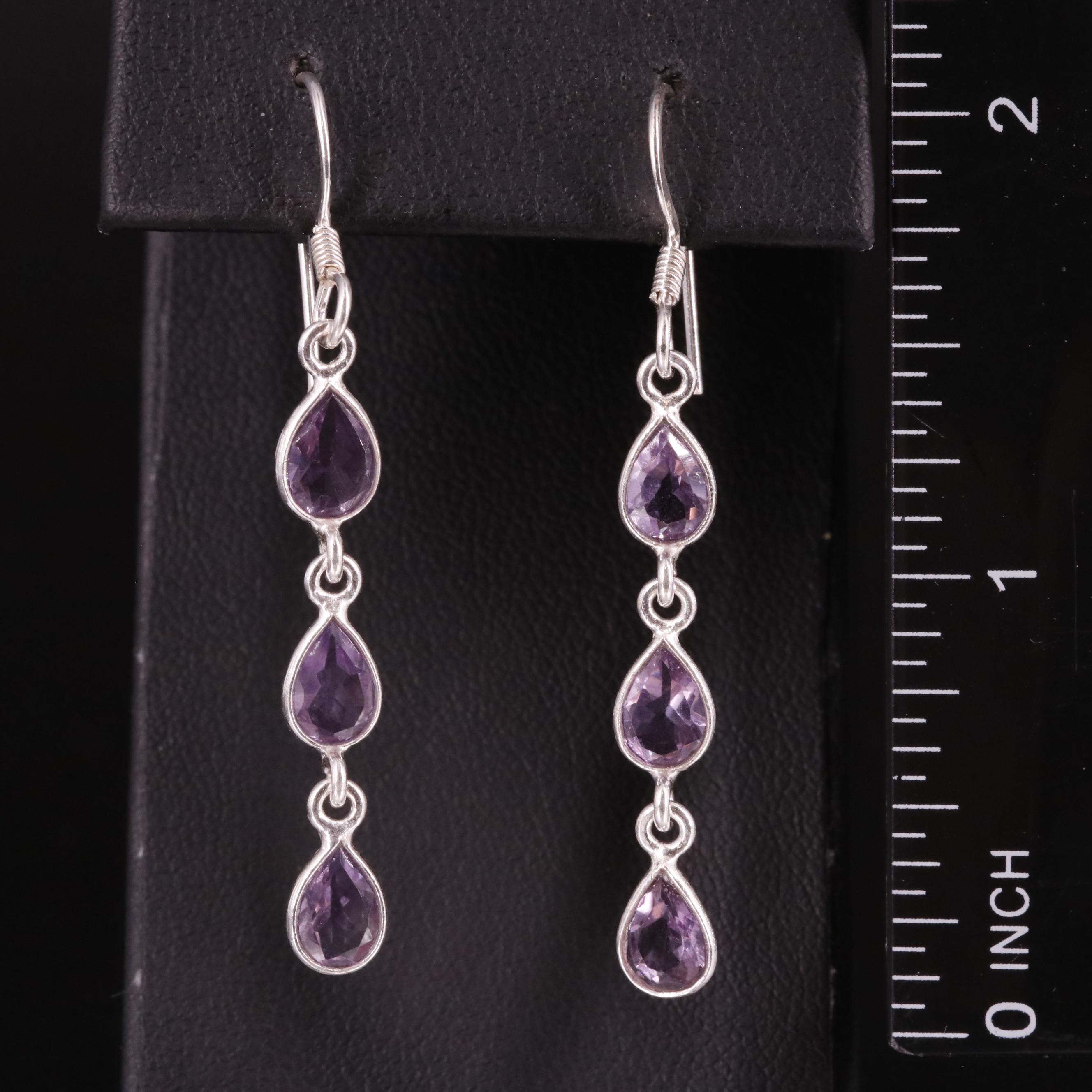 Sterling Amethyst Drop Earrings