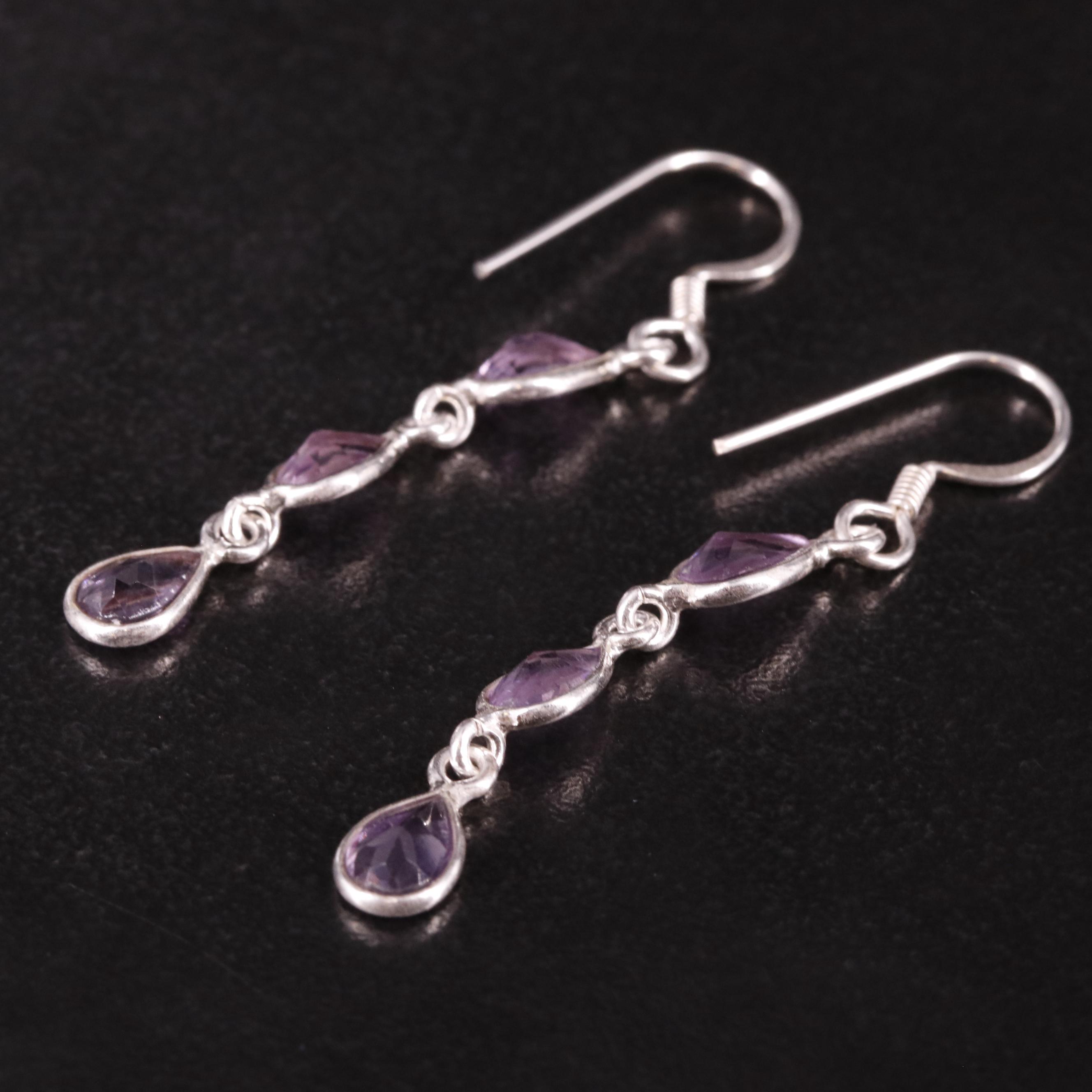 Sterling Amethyst Drop Earrings