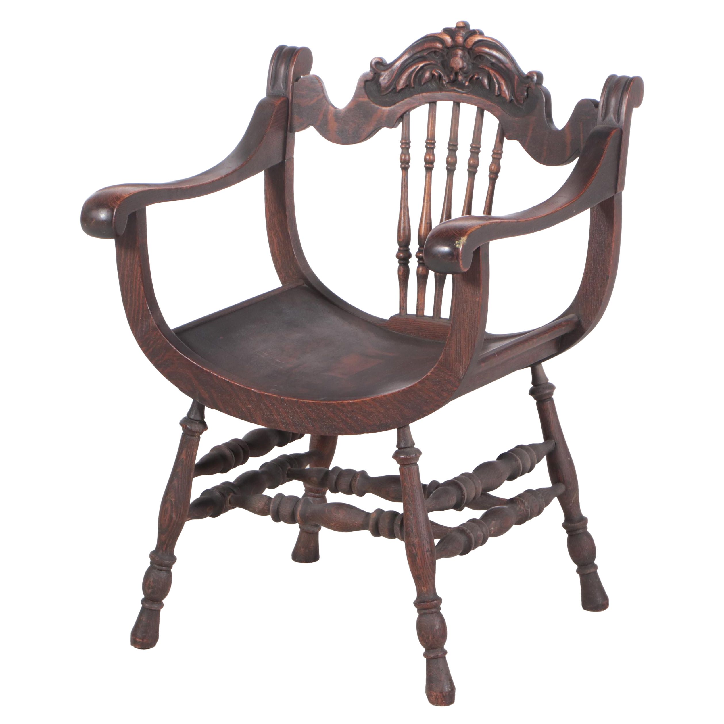 Stomps-Burkhardt Co. Renaissance Revival Oak "Green Man" Armchair, circa 1900