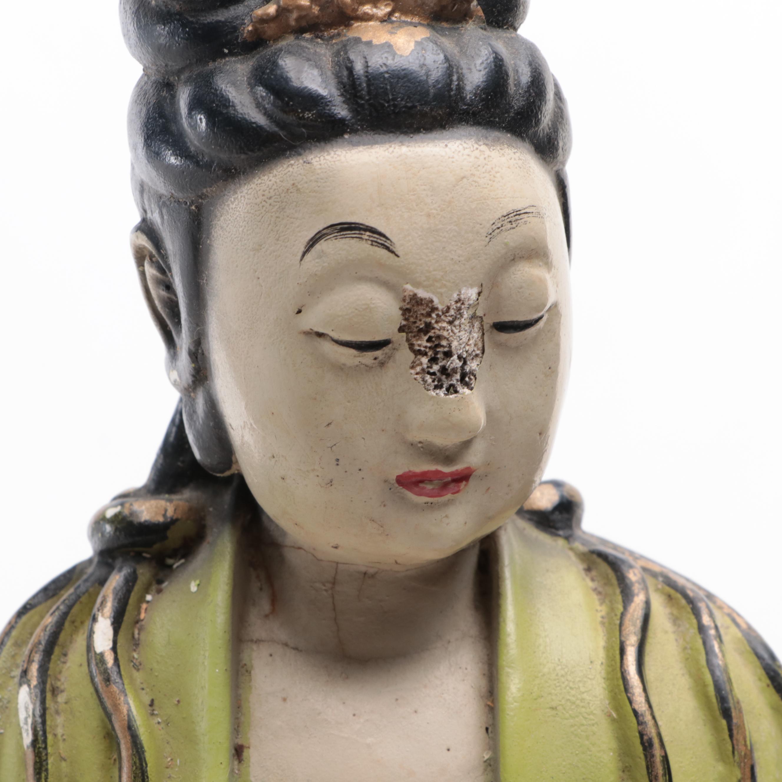 Asian Inspired Chalkware Figural Table Lamp