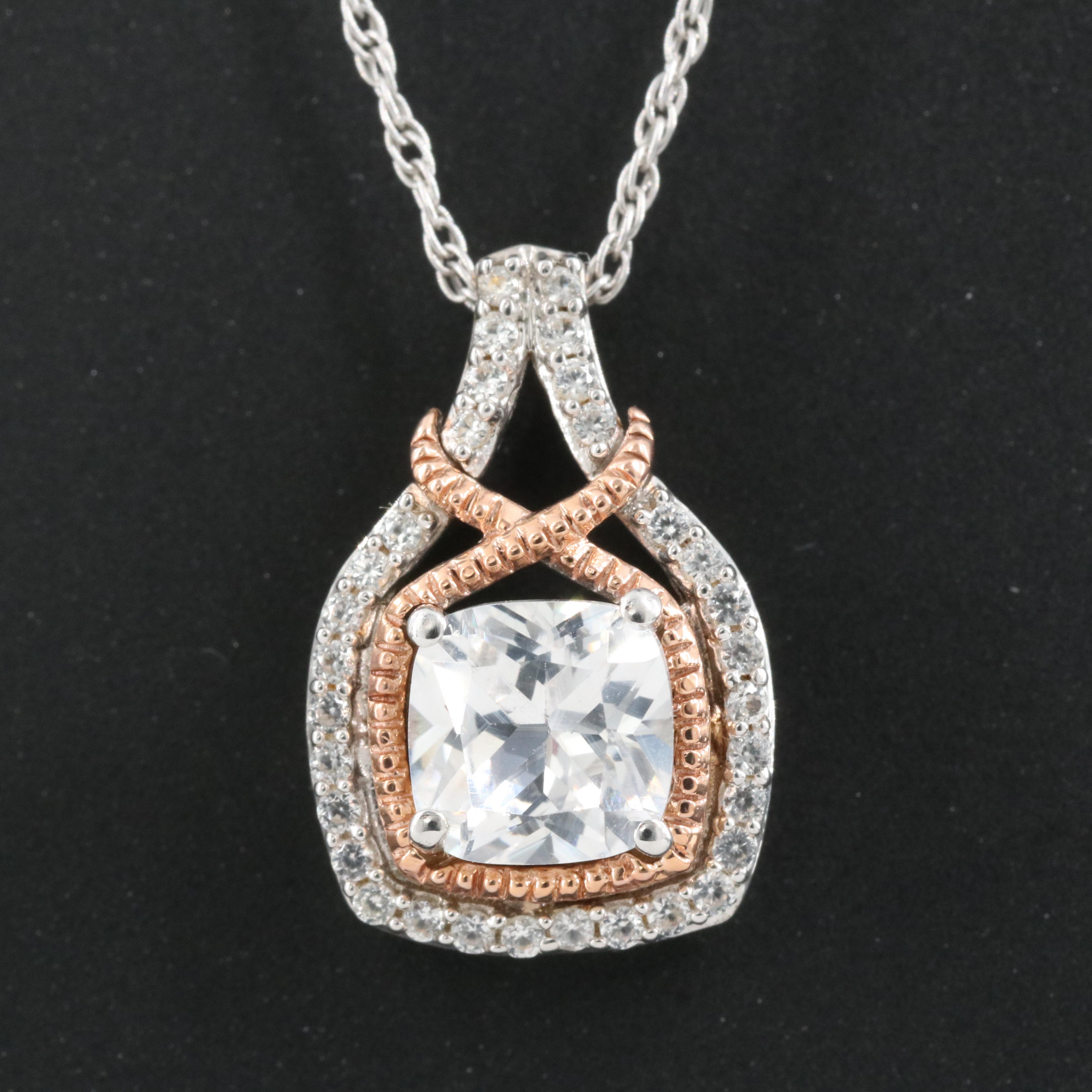 Sterling Sapphire Pendant Necklace