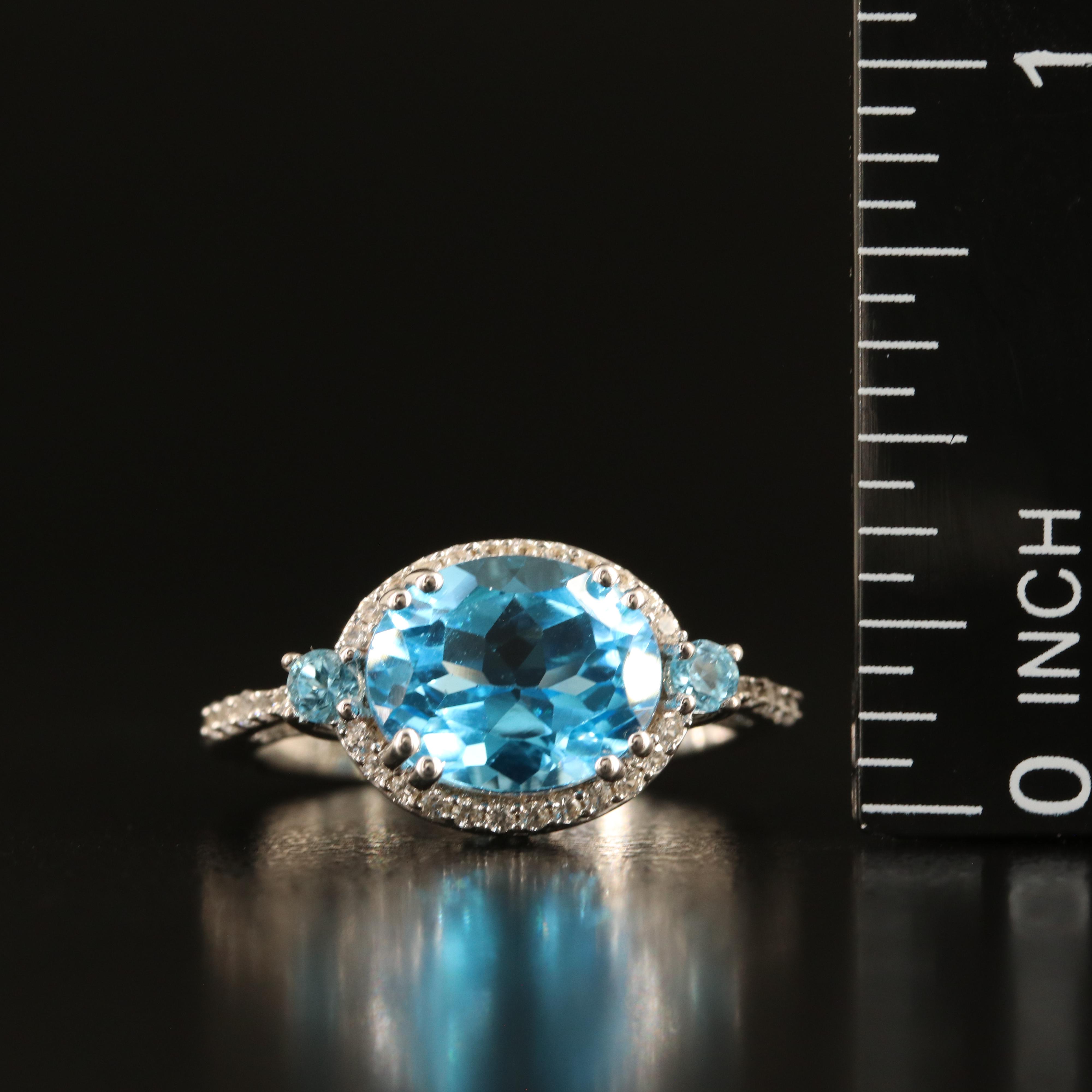 Sterling Topaz and White Sapphire Ring