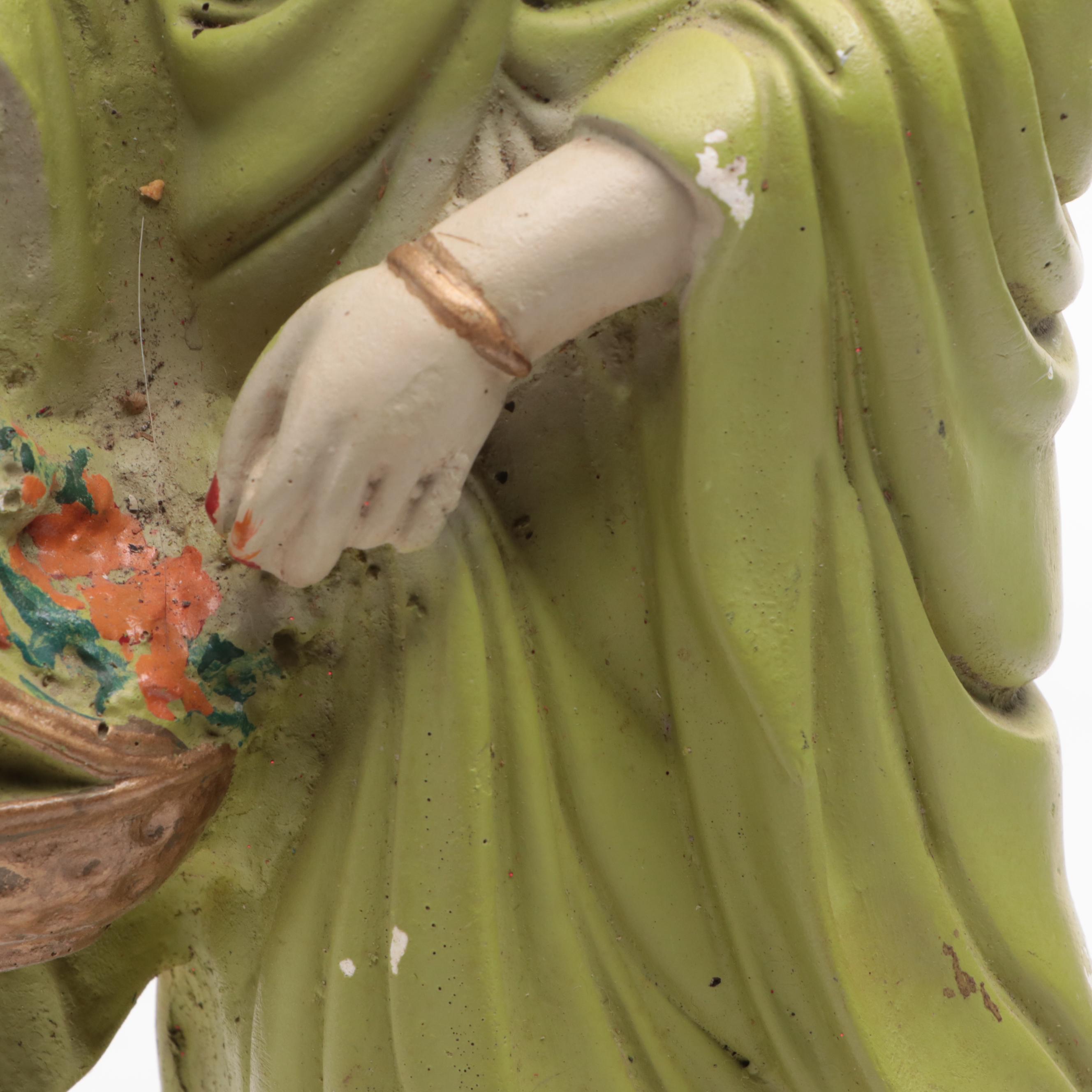 Asian Inspired Chalkware Figural Table Lamp