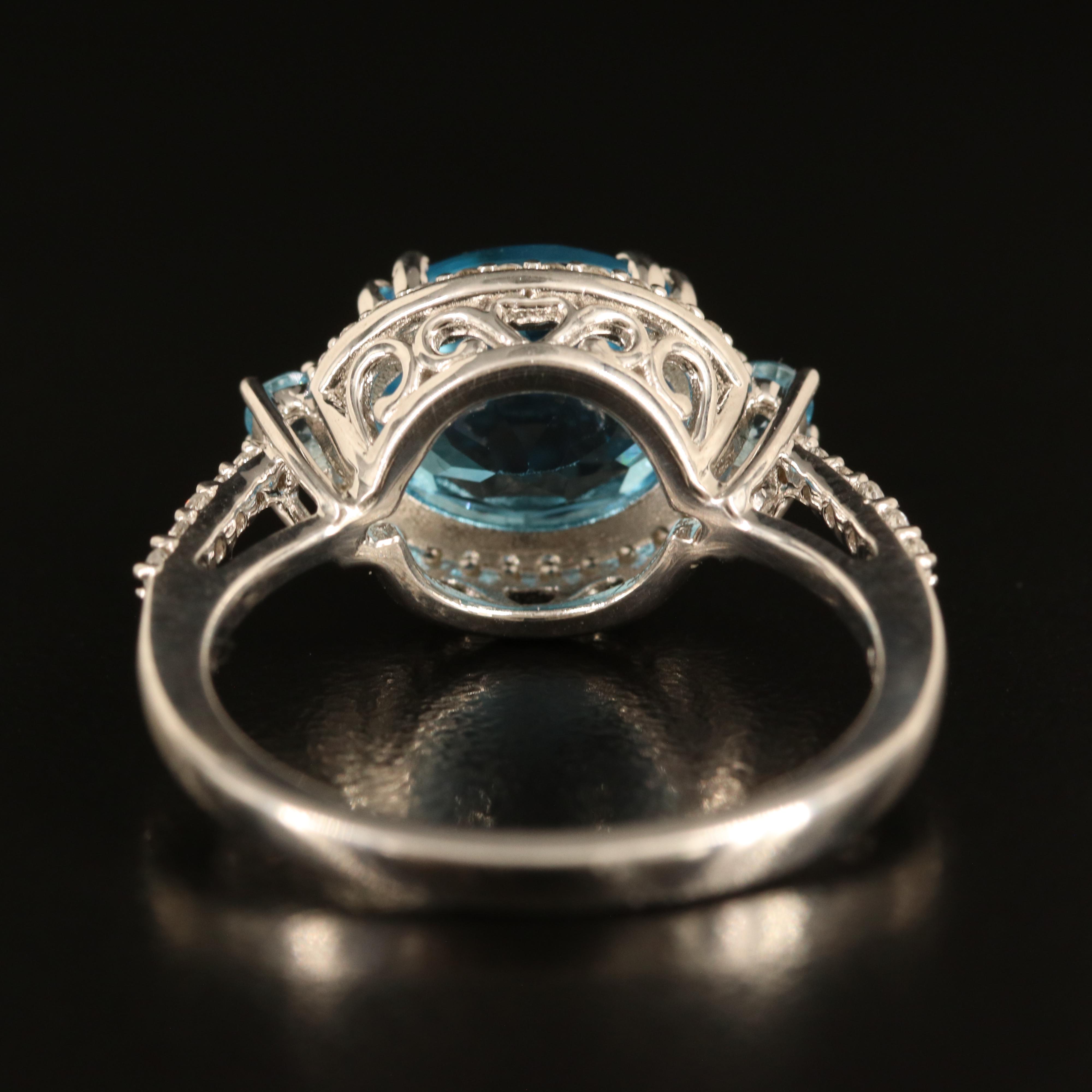 Sterling Topaz and White Sapphire Ring
