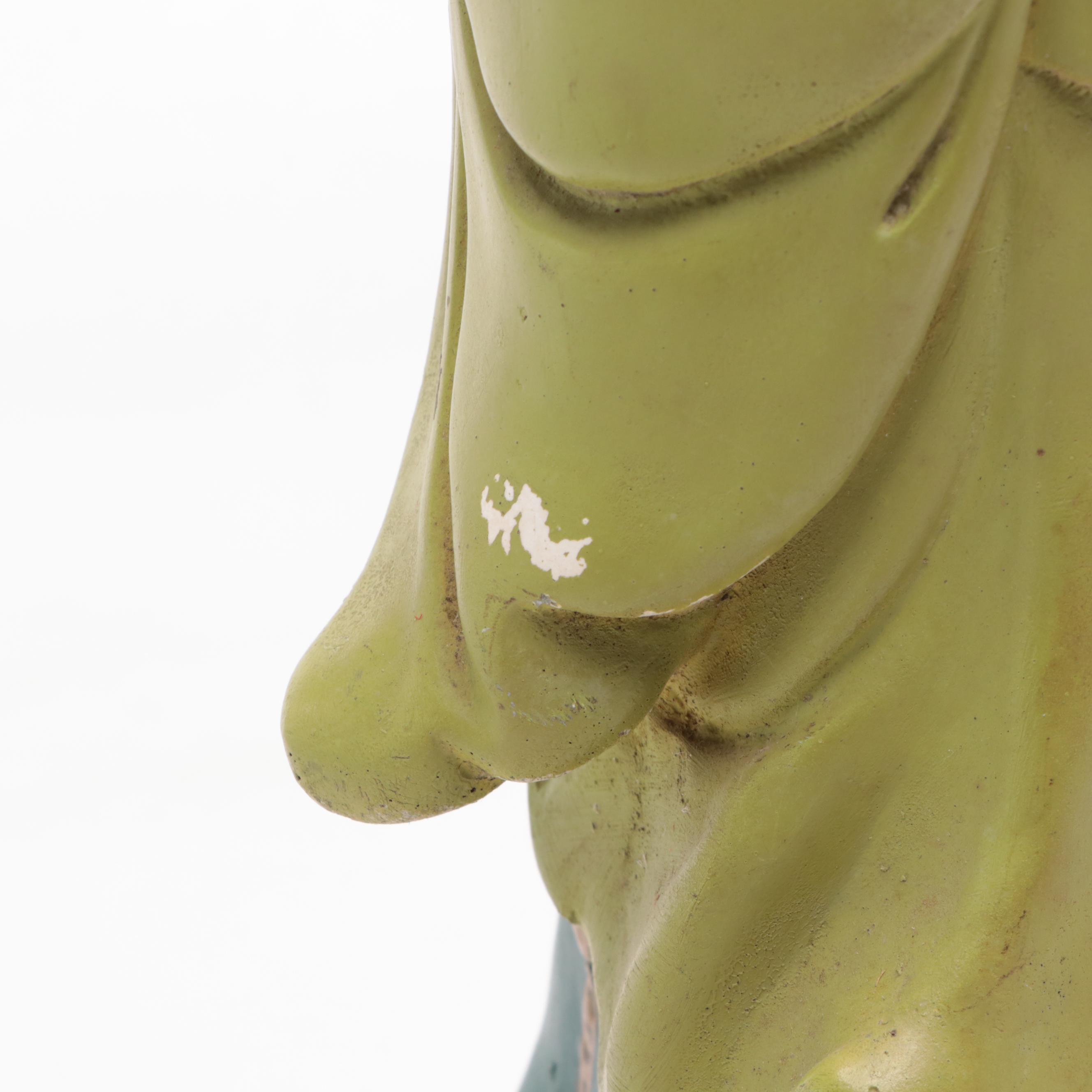 Asian Inspired Chalkware Figural Table Lamp