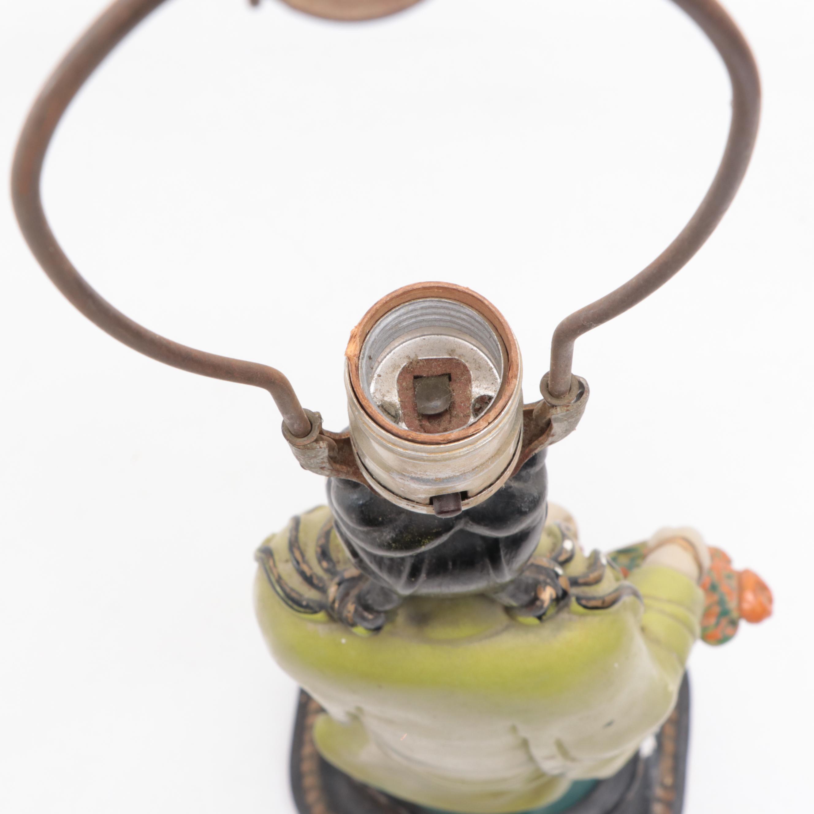 Asian Inspired Chalkware Figural Table Lamp