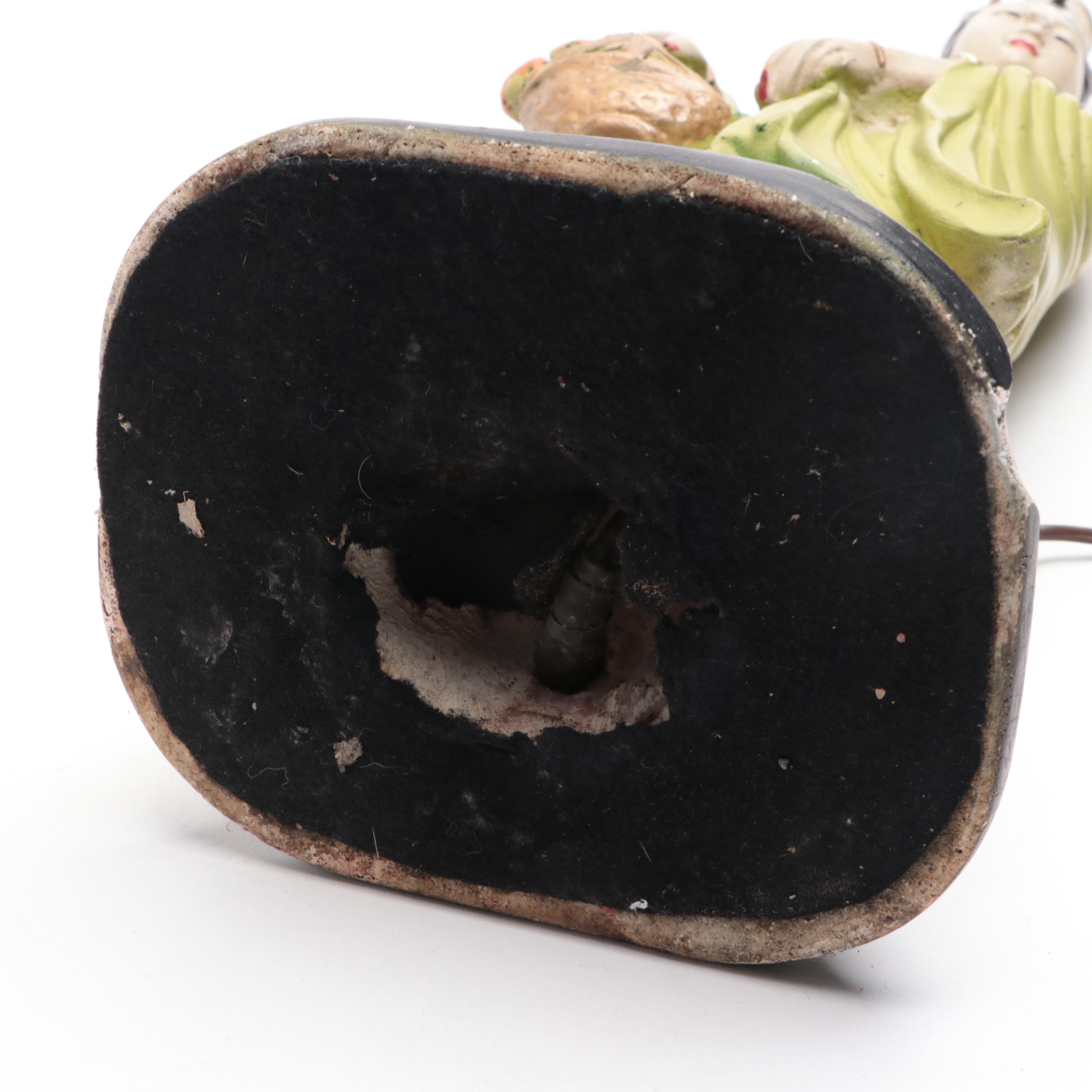 Asian Inspired Chalkware Figural Table Lamp