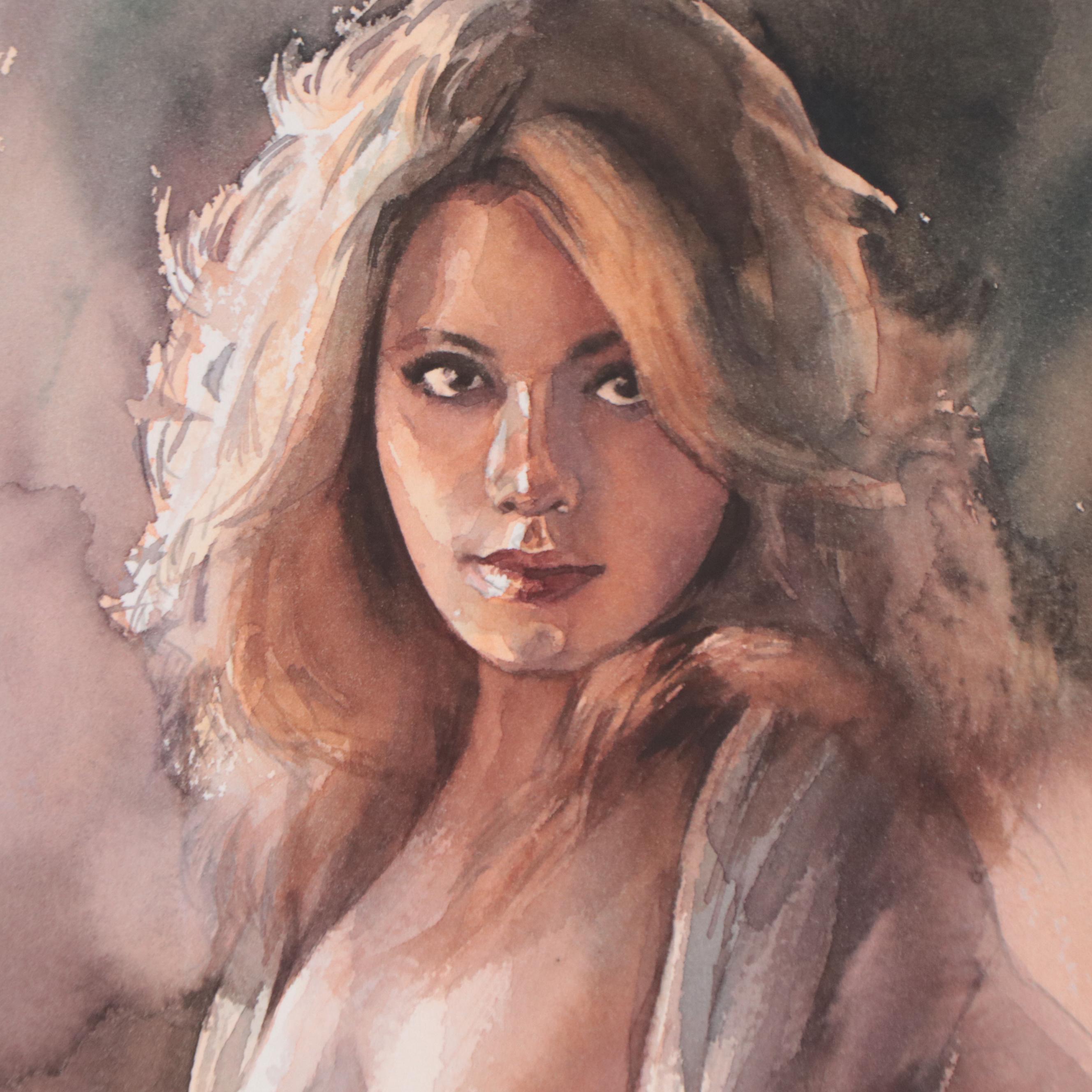 Anastasija Serdnova Watercolor Painting of Nude, 2021