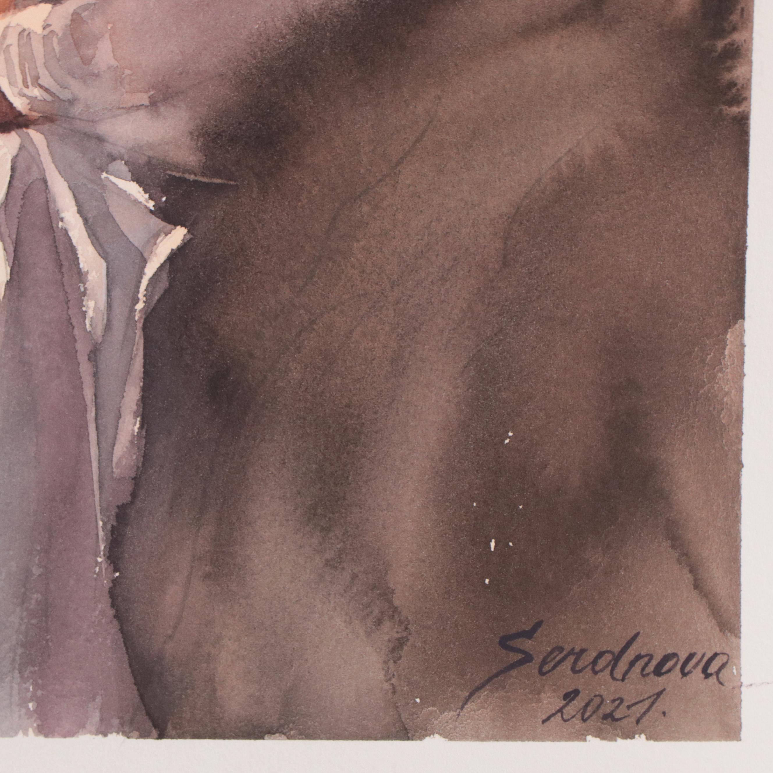 Anastasija Serdnova Watercolor Painting of Nude, 2021