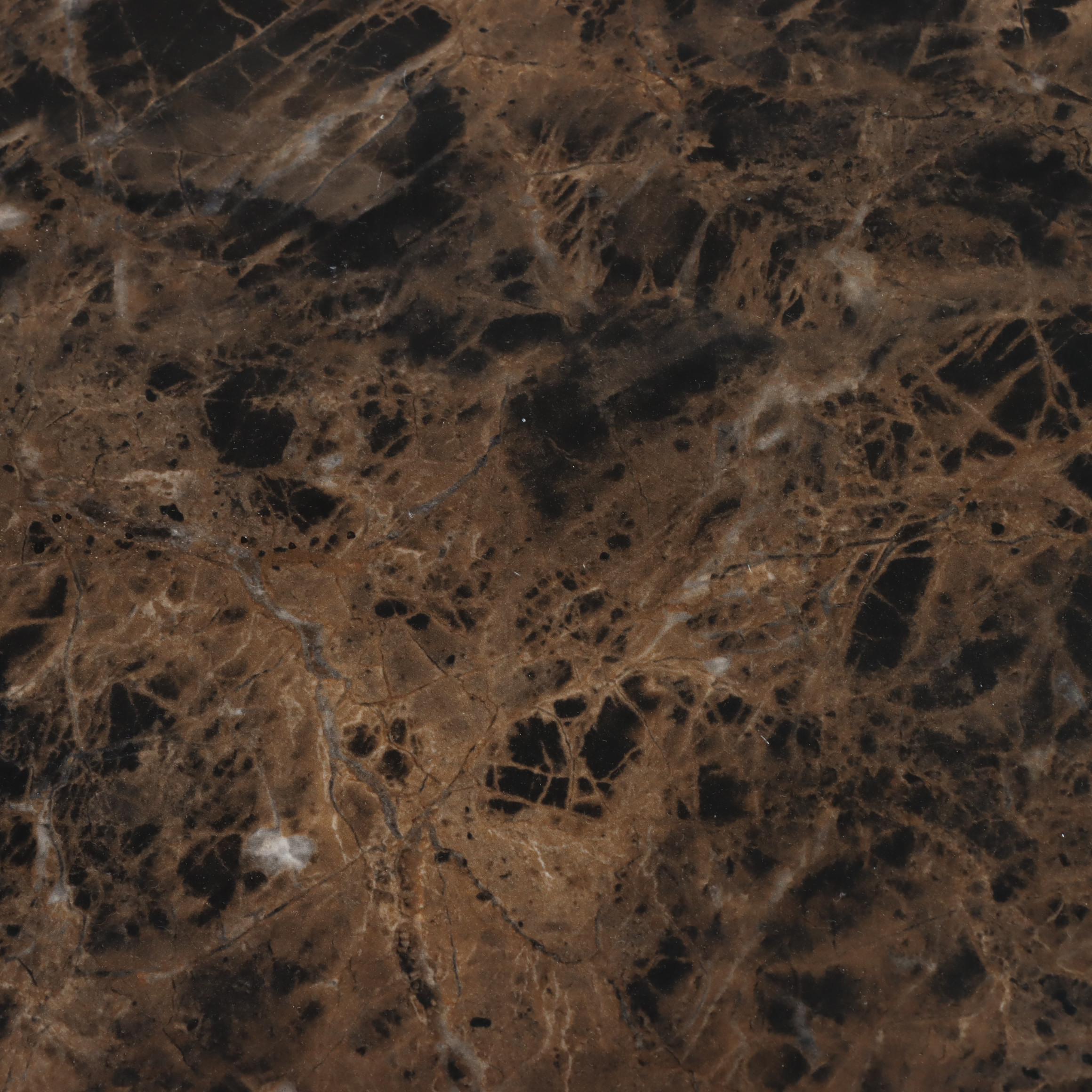 Pair of Standard Furniture "Bella" Faux-Marble Side Tables in Deep Brown Finish