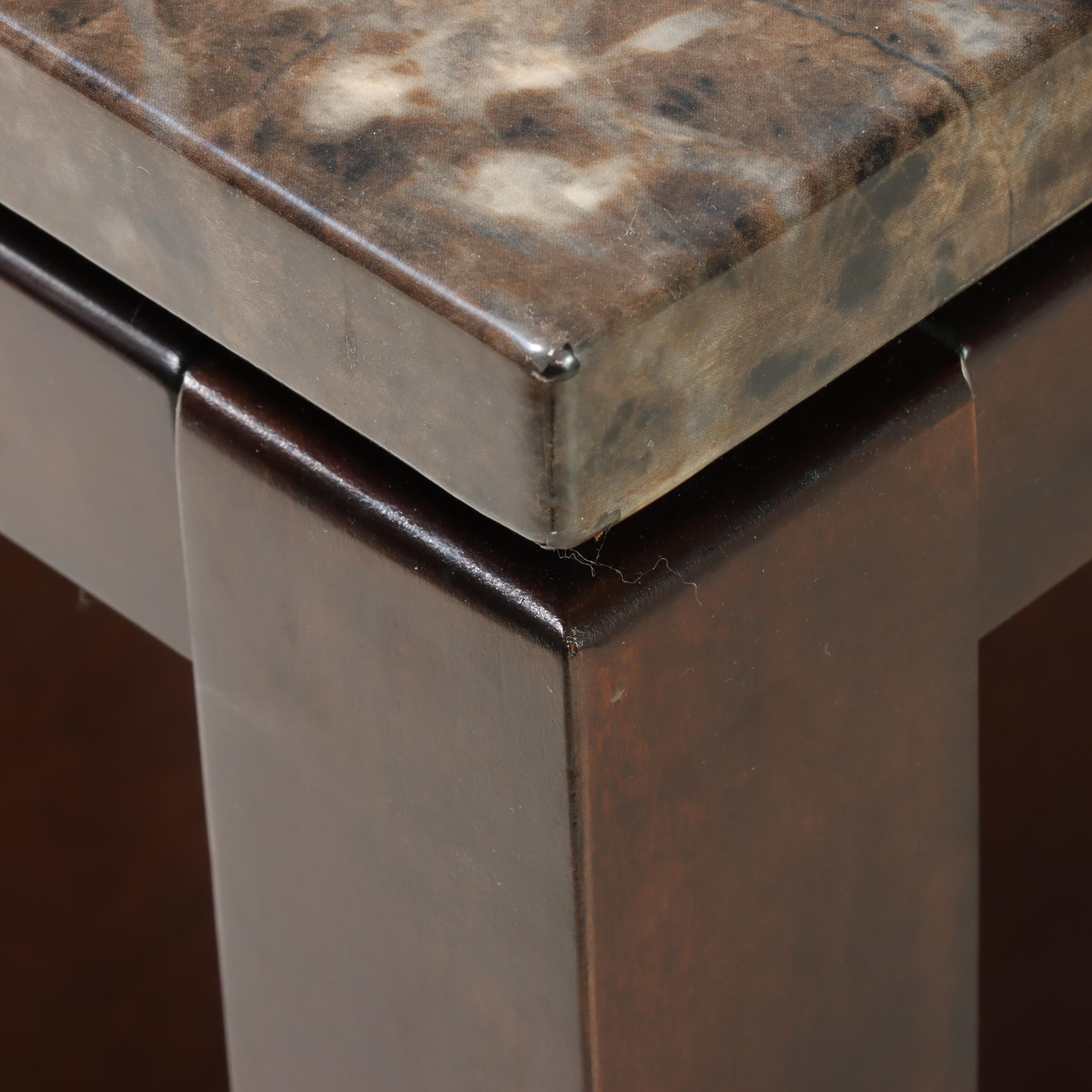 Pair of Standard Furniture "Bella" Faux-Marble Side Tables in Deep Brown Finish